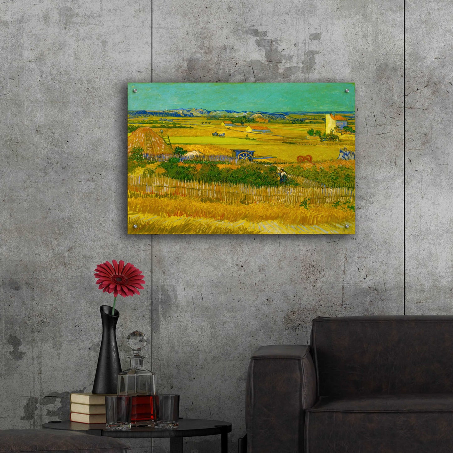 Epic Art 'De Oogst' by Vincent Van Gogh, Acrylic Glass Wall Art,36x24