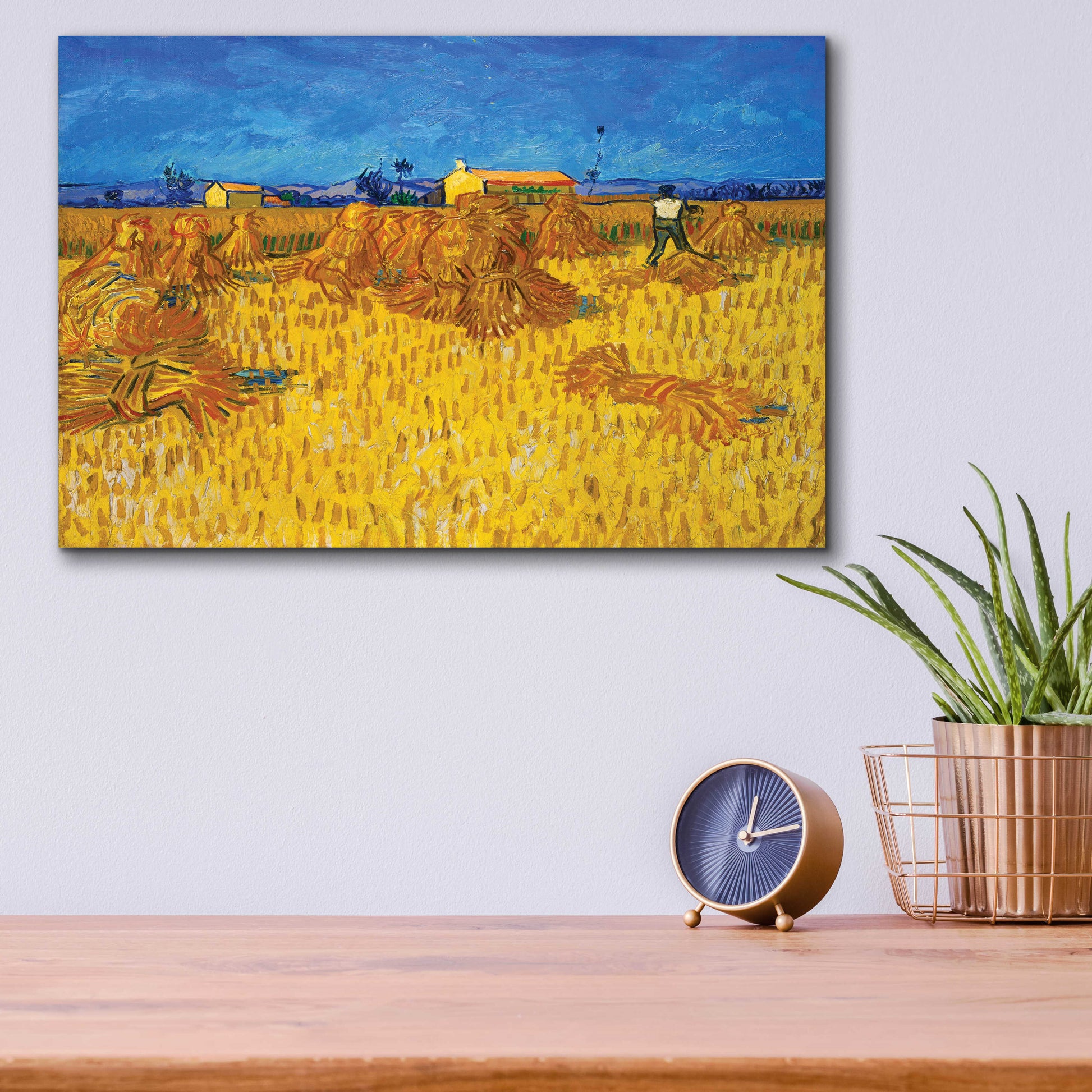 Epic Art 'Corn Harvest In Provence' by Vincent Van Gogh, Acrylic Glass Wall Art,16x12