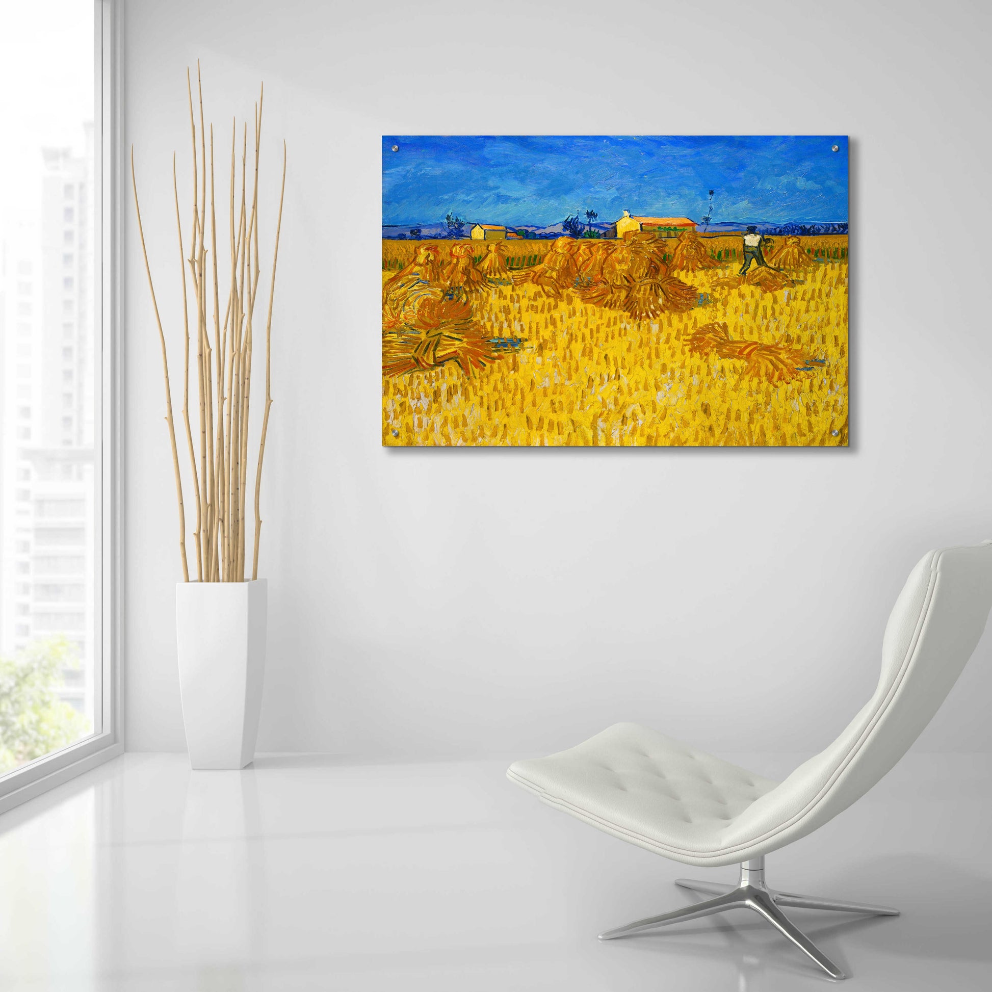 Epic Art 'Corn Harvest In Provence' by Vincent Van Gogh, Acrylic Glass Wall Art,36x24