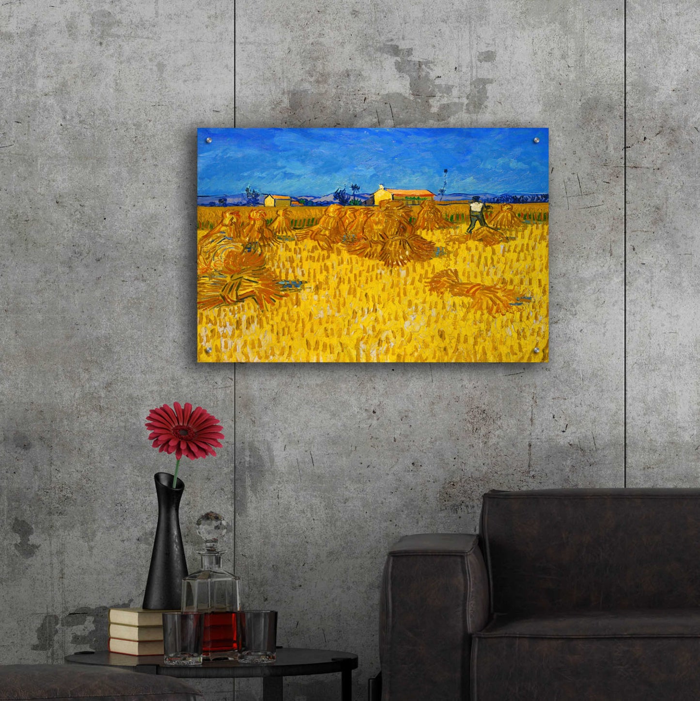 Epic Art 'Corn Harvest In Provence' by Vincent Van Gogh, Acrylic Glass Wall Art,36x24