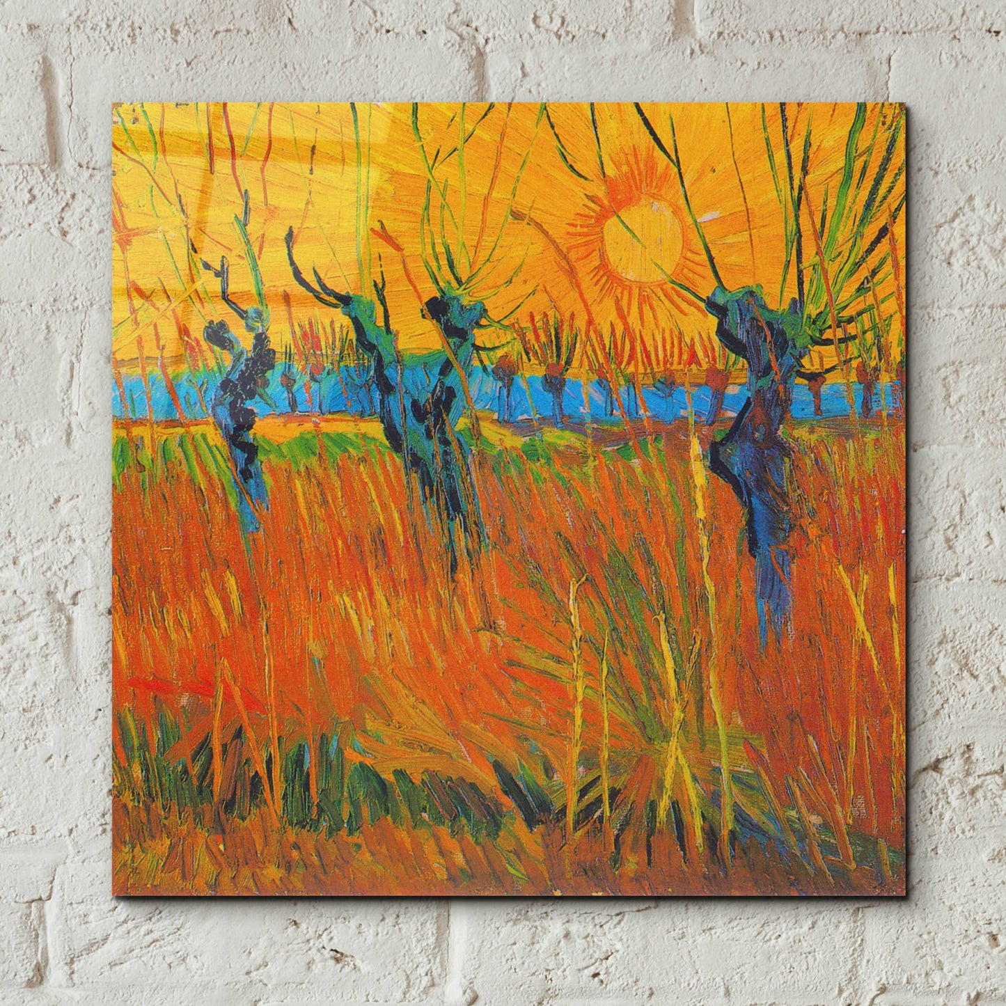 Epic Art 'Willows At Sunset' by Vincent Van Gogh, Acrylic Glass Wall Art,12x12