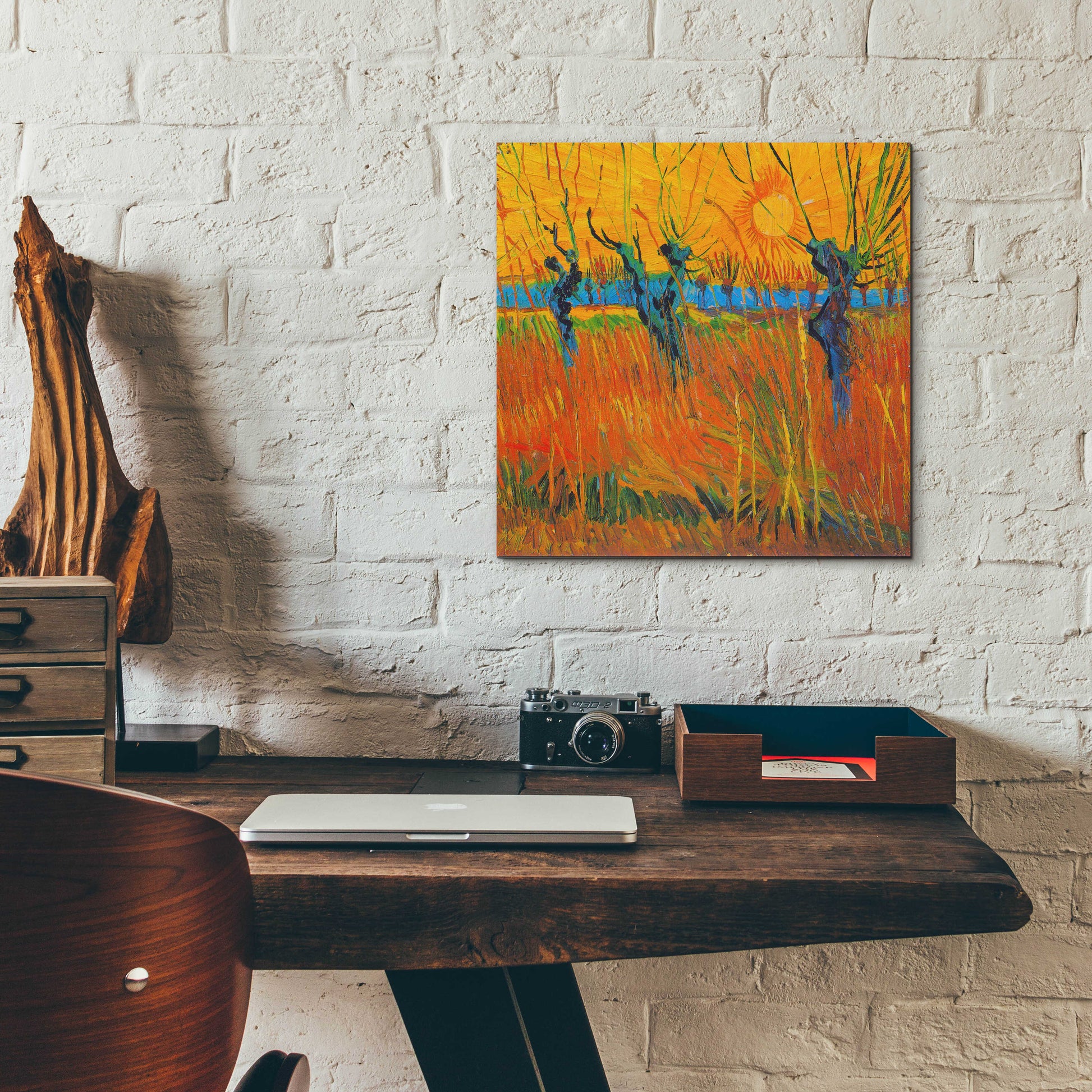 Epic Art 'Willows At Sunset' by Vincent Van Gogh, Acrylic Glass Wall Art,12x12