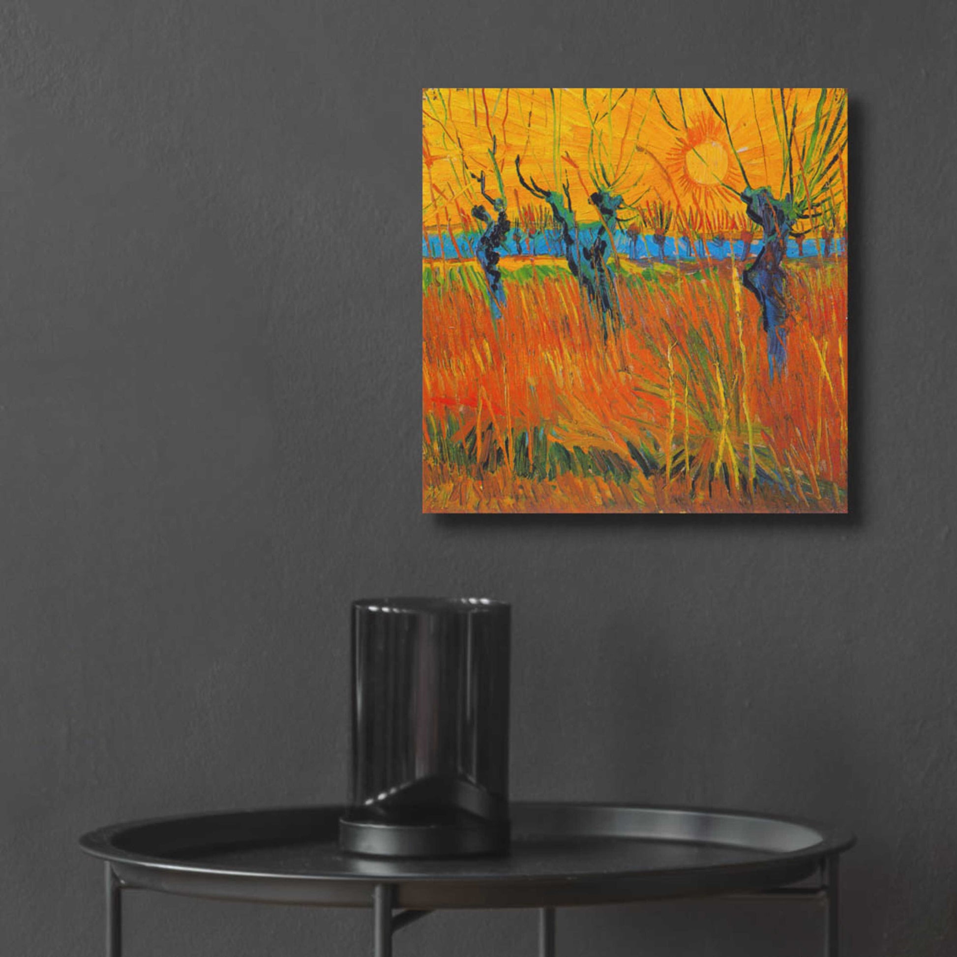 Epic Art 'Willows At Sunset' by Vincent Van Gogh, Acrylic Glass Wall Art,12x12