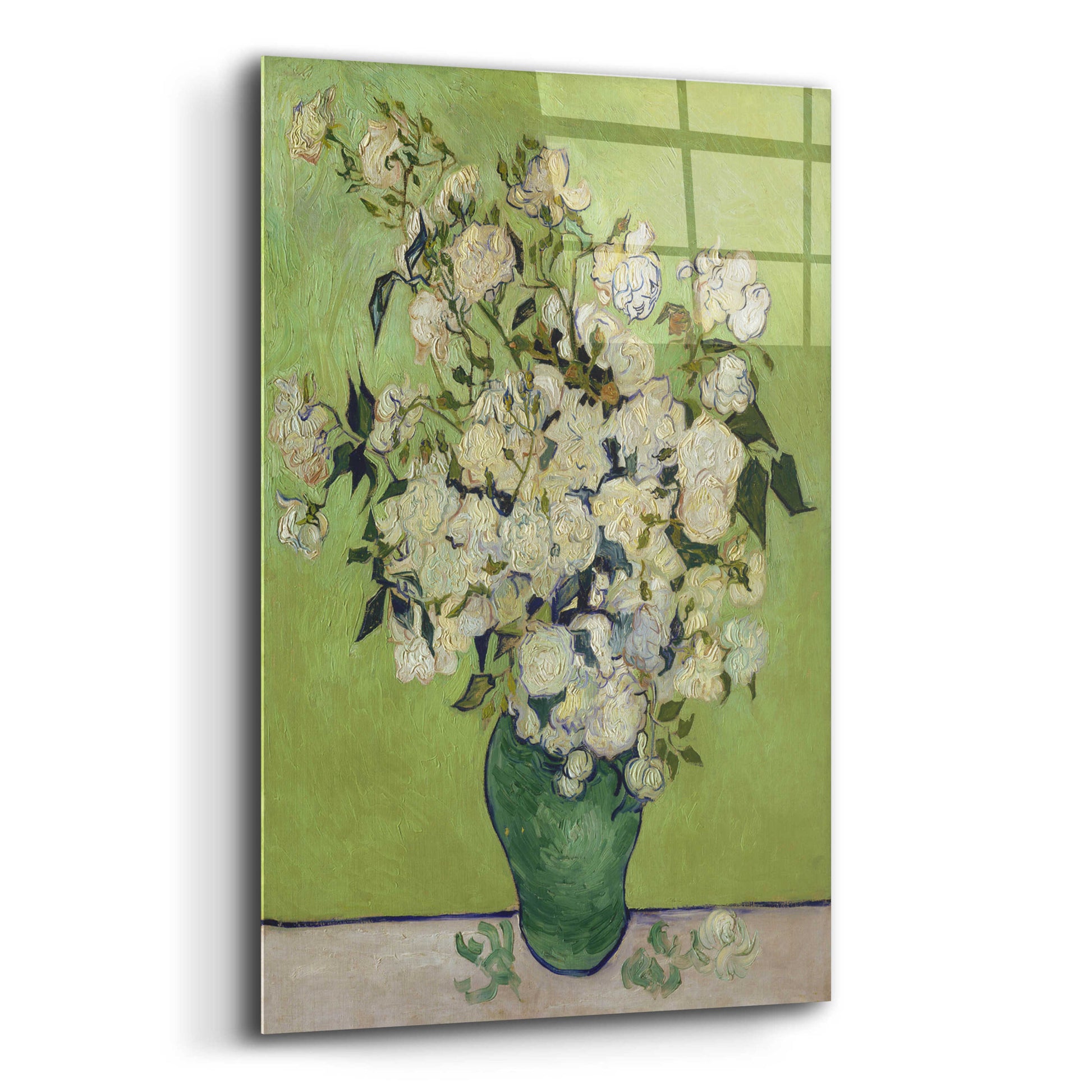 Epic Art 'Vase Of Roses' by Vincent Van Gogh, Acrylic Glass Wall Art,12x16