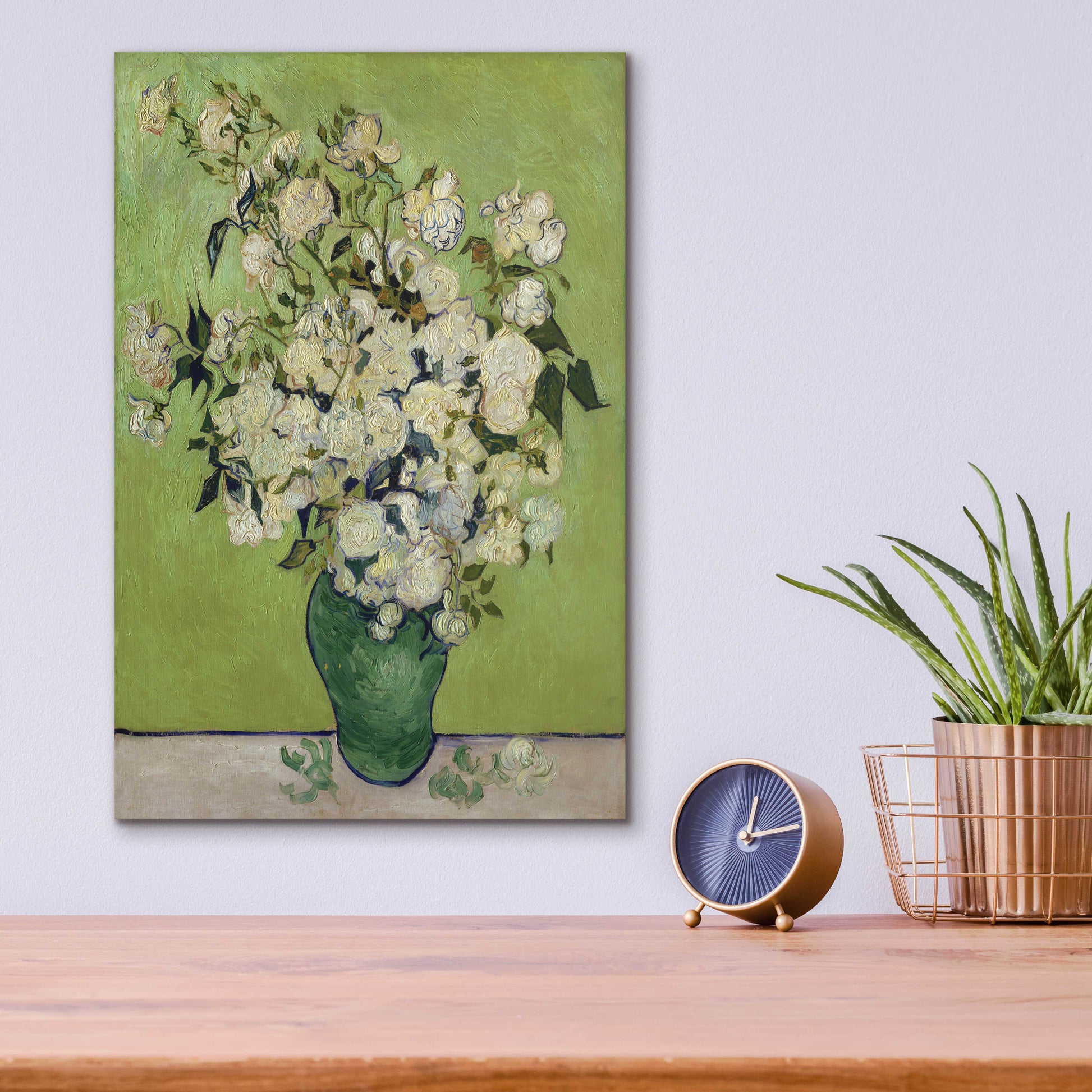 Epic Art 'Vase Of Roses' by Vincent Van Gogh, Acrylic Glass Wall Art,12x16