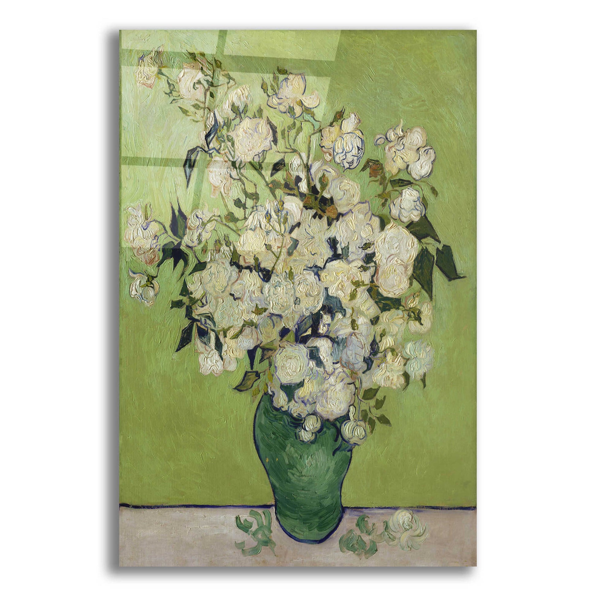 Epic Art 'Vase Of Roses' by Vincent Van Gogh, Acrylic Glass Wall Art,12x16