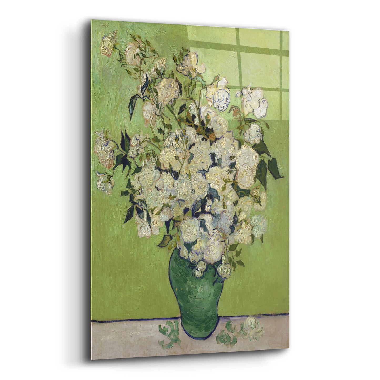 Epic Art 'Vase Of Roses' by Vincent Van Gogh, Acrylic Glass Wall Art,16x24