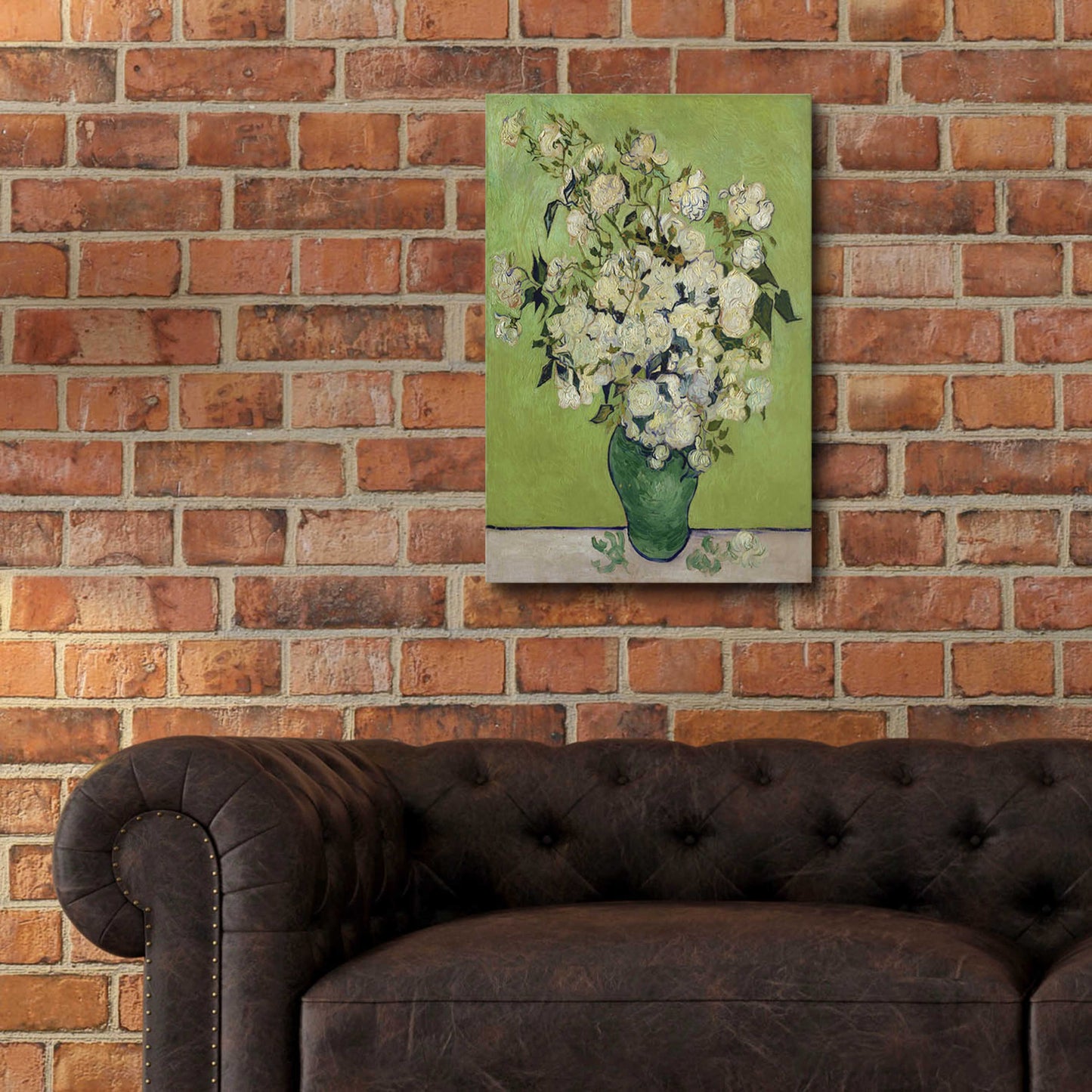 Epic Art 'Vase Of Roses' by Vincent Van Gogh, Acrylic Glass Wall Art,16x24