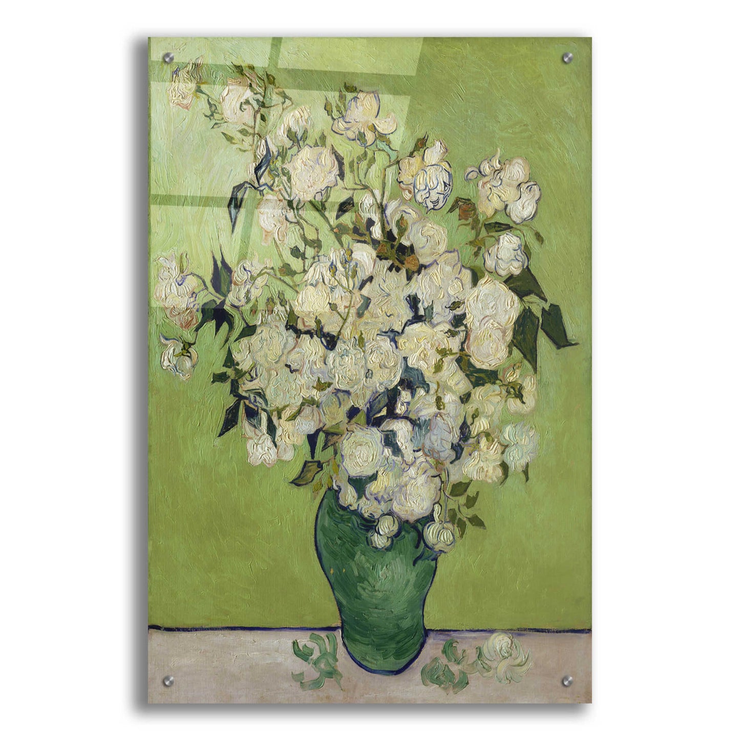 Epic Art 'Vase Of Roses' by Vincent Van Gogh, Acrylic Glass Wall Art,24x36