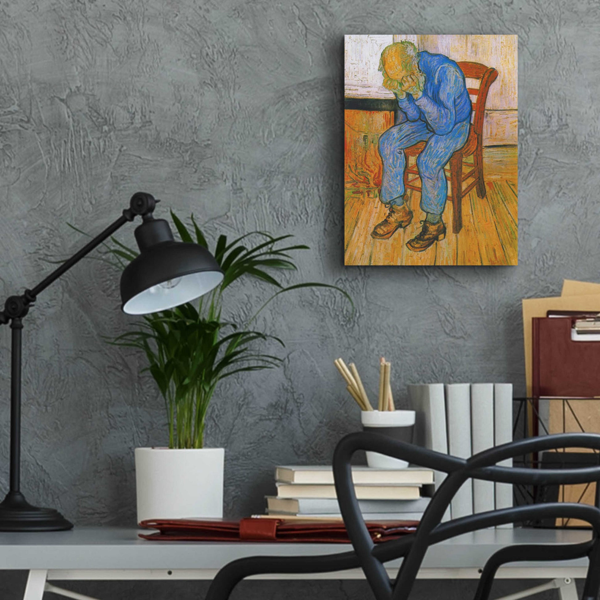 Epic Art 'Sorrowing Old Man' by Vincent Van Gogh, Acrylic Glass Wall Art,12x16