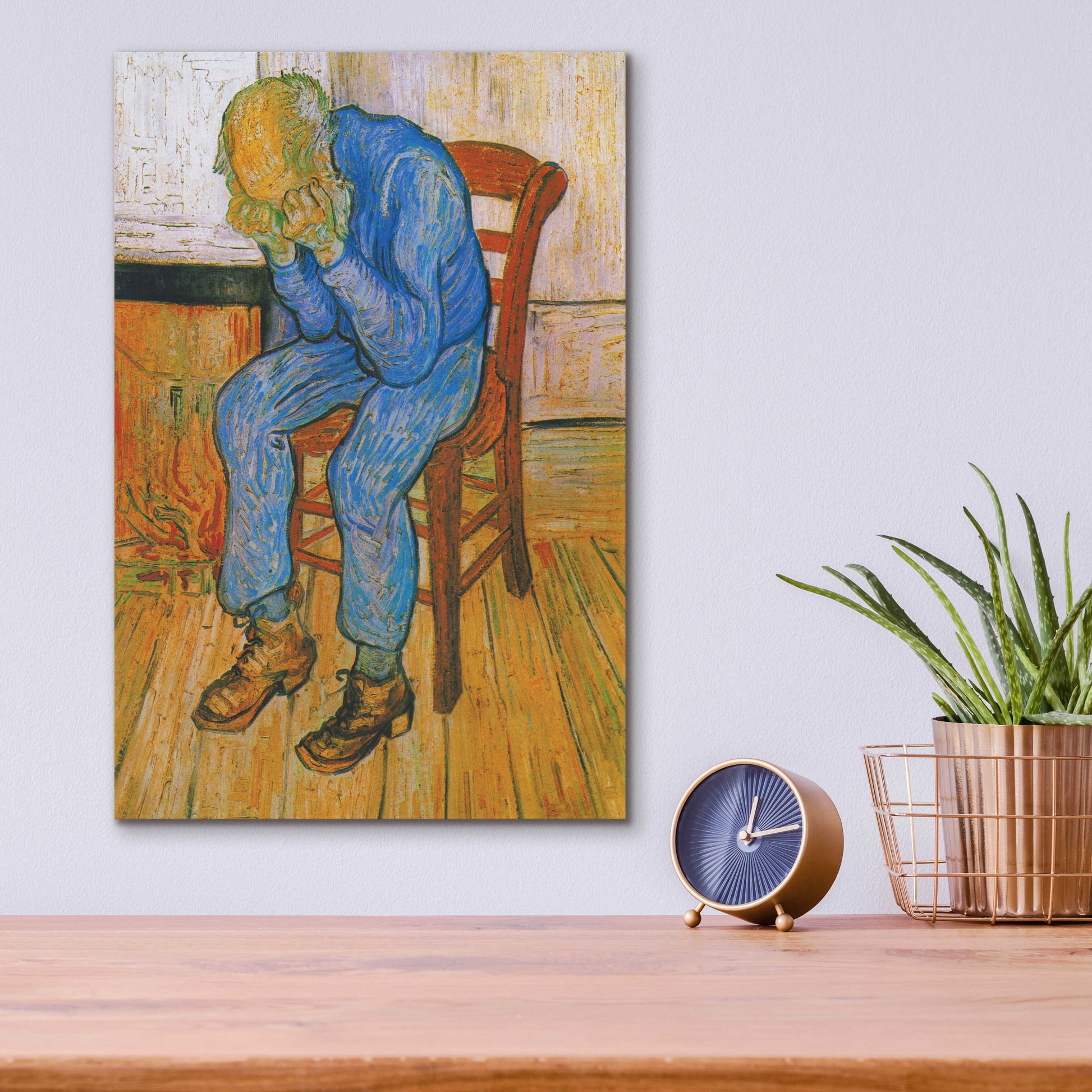 Epic Art 'Sorrowing Old Man' by Vincent Van Gogh, Acrylic Glass Wall Art,12x16