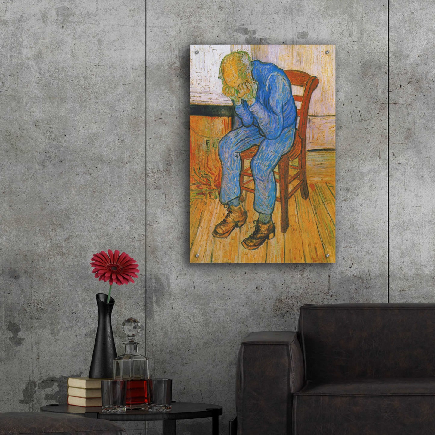 Epic Art 'Sorrowing Old Man' by Vincent Van Gogh, Acrylic Glass Wall Art,24x36