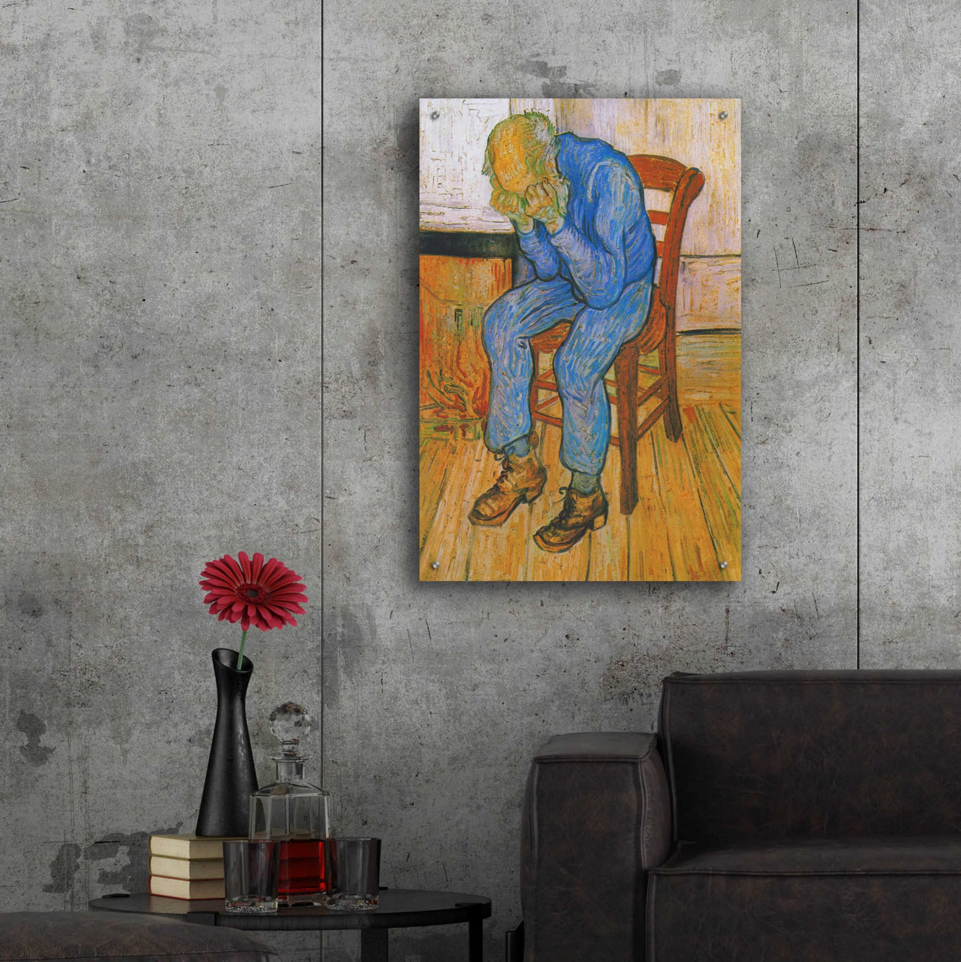 Epic Art 'Sorrowing Old Man' by Vincent Van Gogh, Acrylic Glass Wall Art,24x36