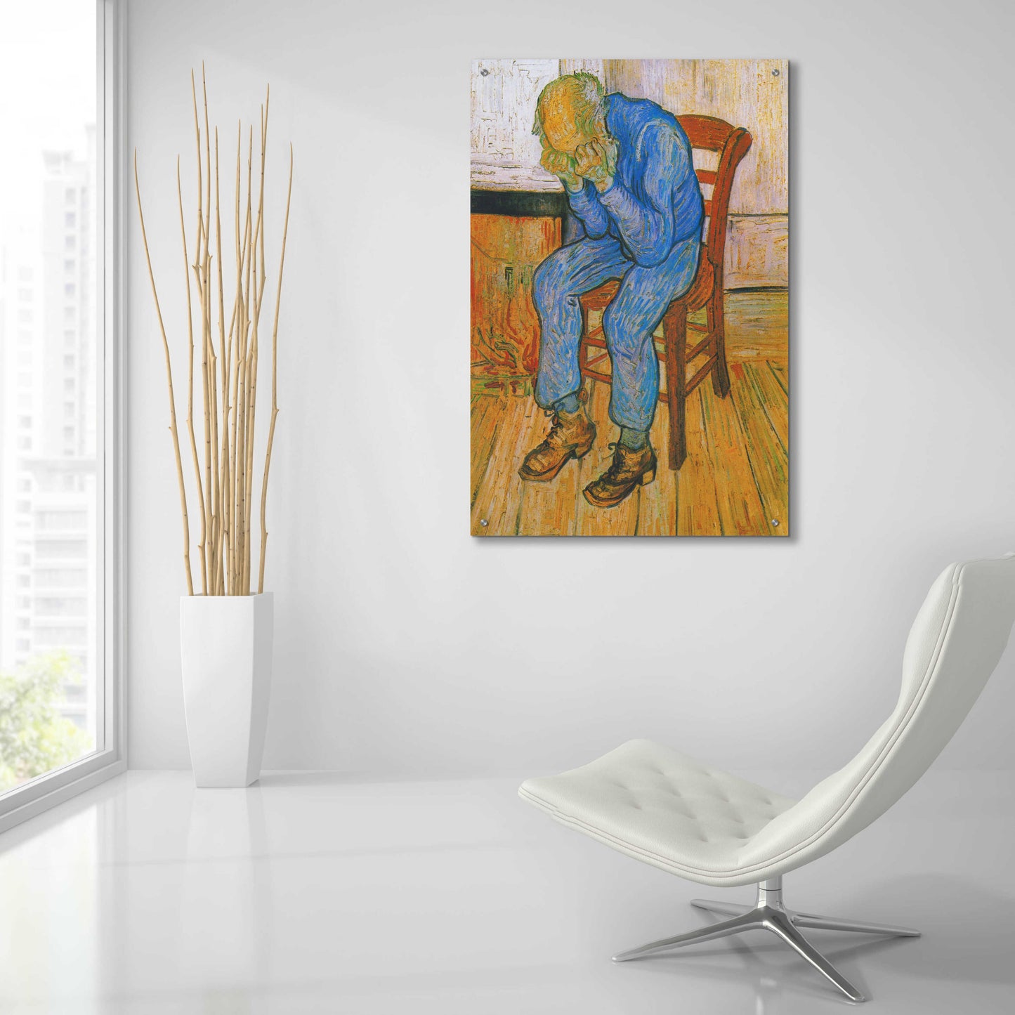 Epic Art 'Sorrowing Old Man' by Vincent Van Gogh, Acrylic Glass Wall Art,24x36