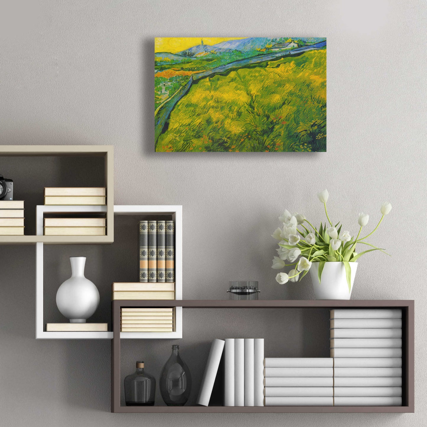 Epic Art 'Seed Field At Sunrise' by Vincent Van Gogh, Acrylic Glass Wall Art,24x16