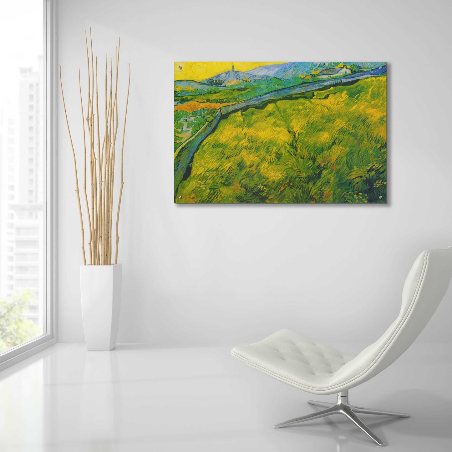 Epic Art 'Seed Field At Sunrise' by Vincent Van Gogh, Acrylic Glass Wall Art,36x24