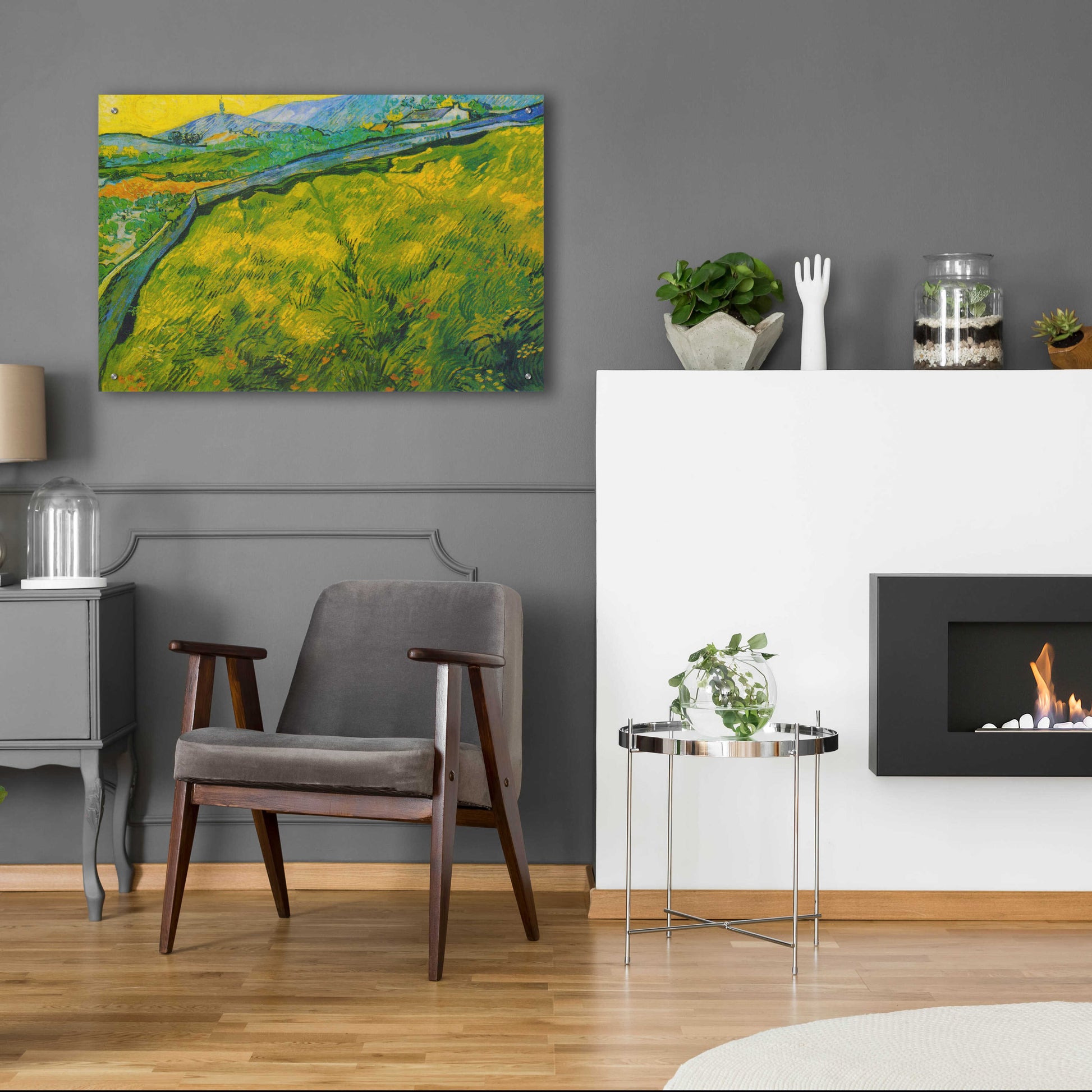 Epic Art 'Seed Field At Sunrise' by Vincent Van Gogh, Acrylic Glass Wall Art,36x24