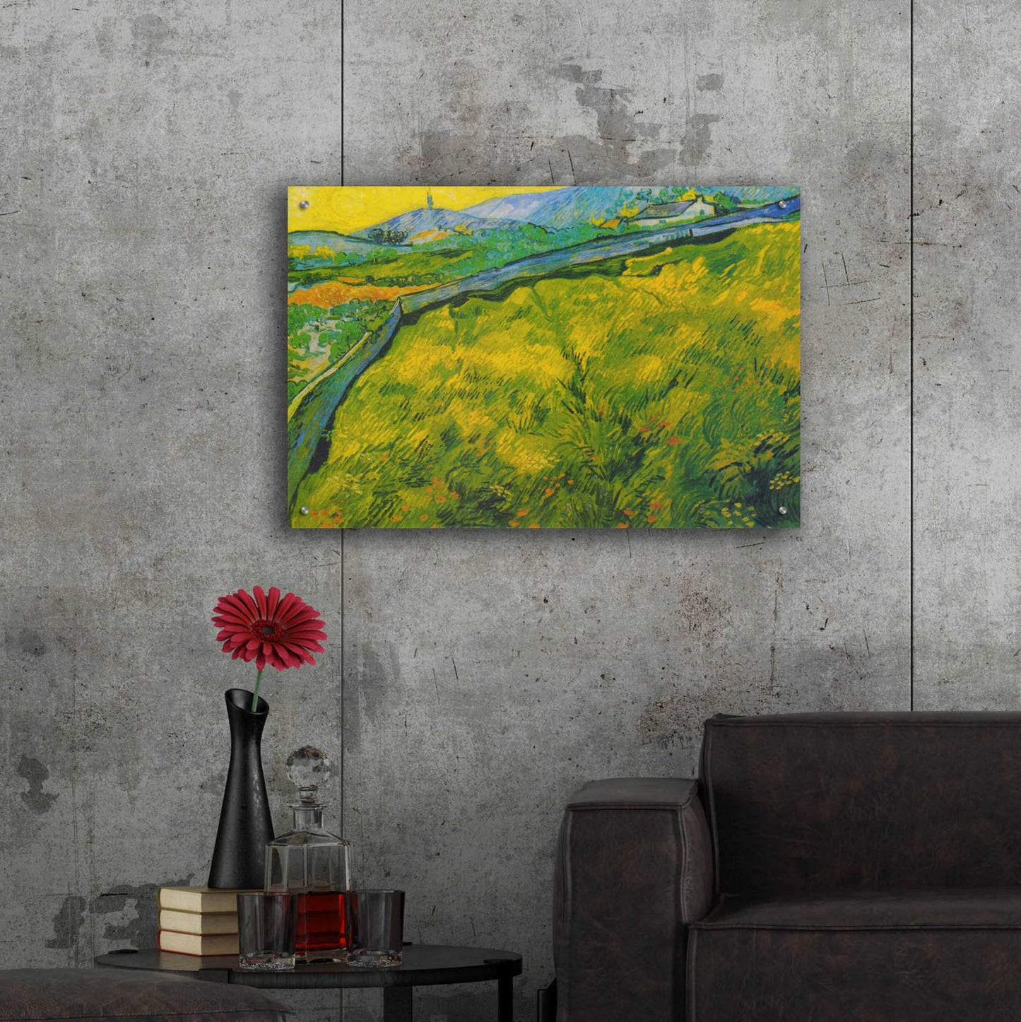 Epic Art 'Seed Field At Sunrise' by Vincent Van Gogh, Acrylic Glass Wall Art,36x24