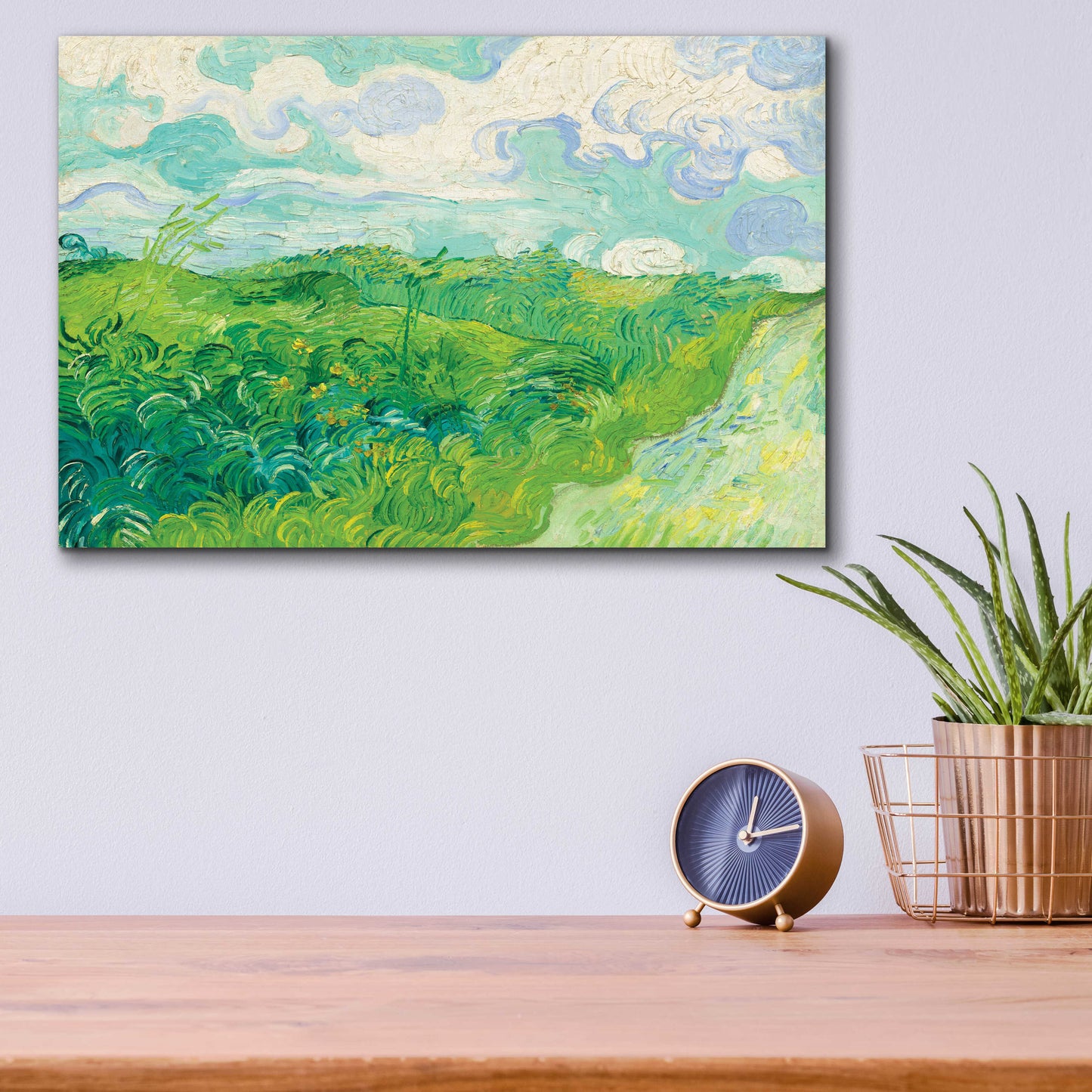 Epic Art 'Green Wheat Fields, Auvers' by Vincent Van Gogh, Acrylic Glass Wall Art,16x12