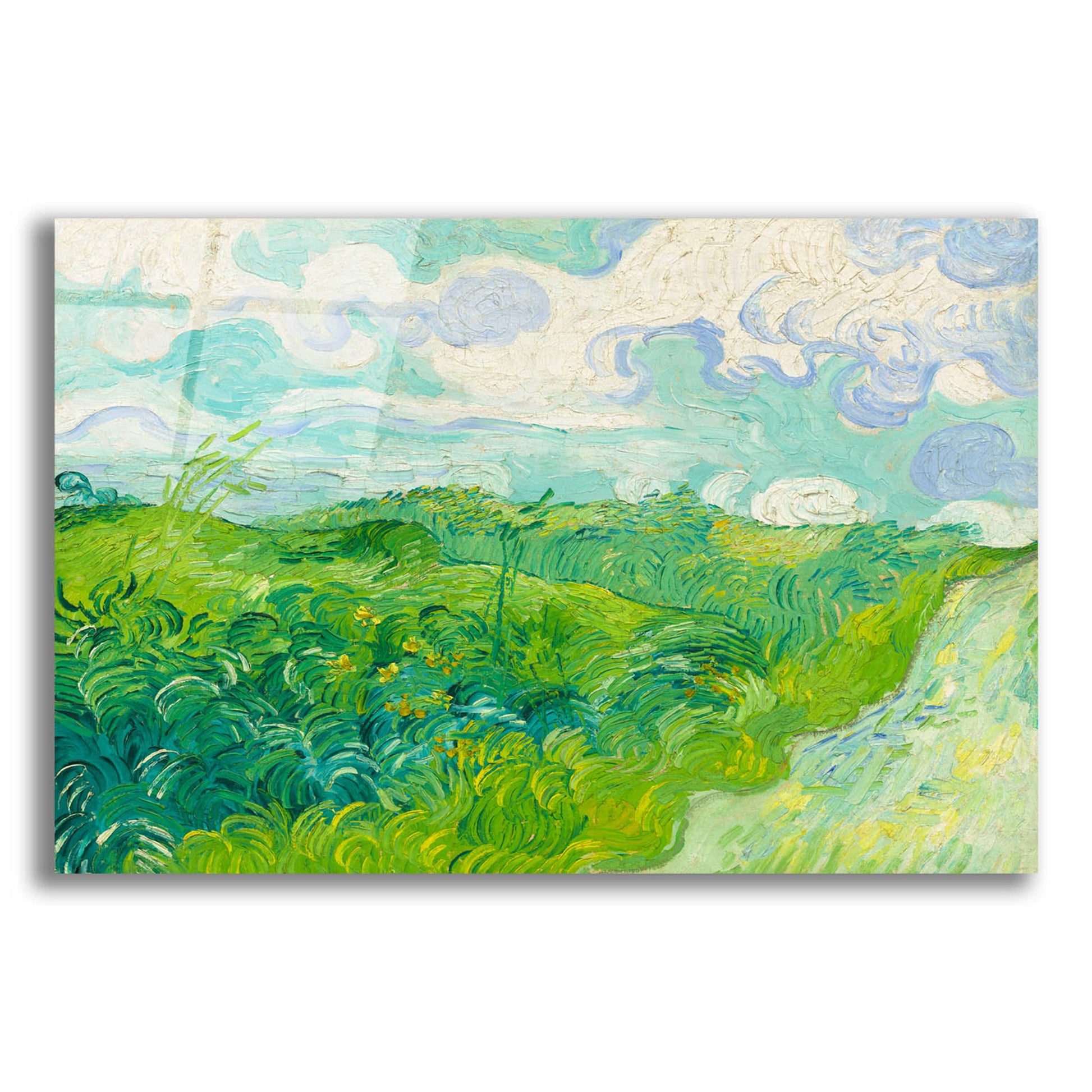 Epic Art 'Green Wheat Fields, Auvers' by Vincent Van Gogh, Acrylic Glass Wall Art,16x12