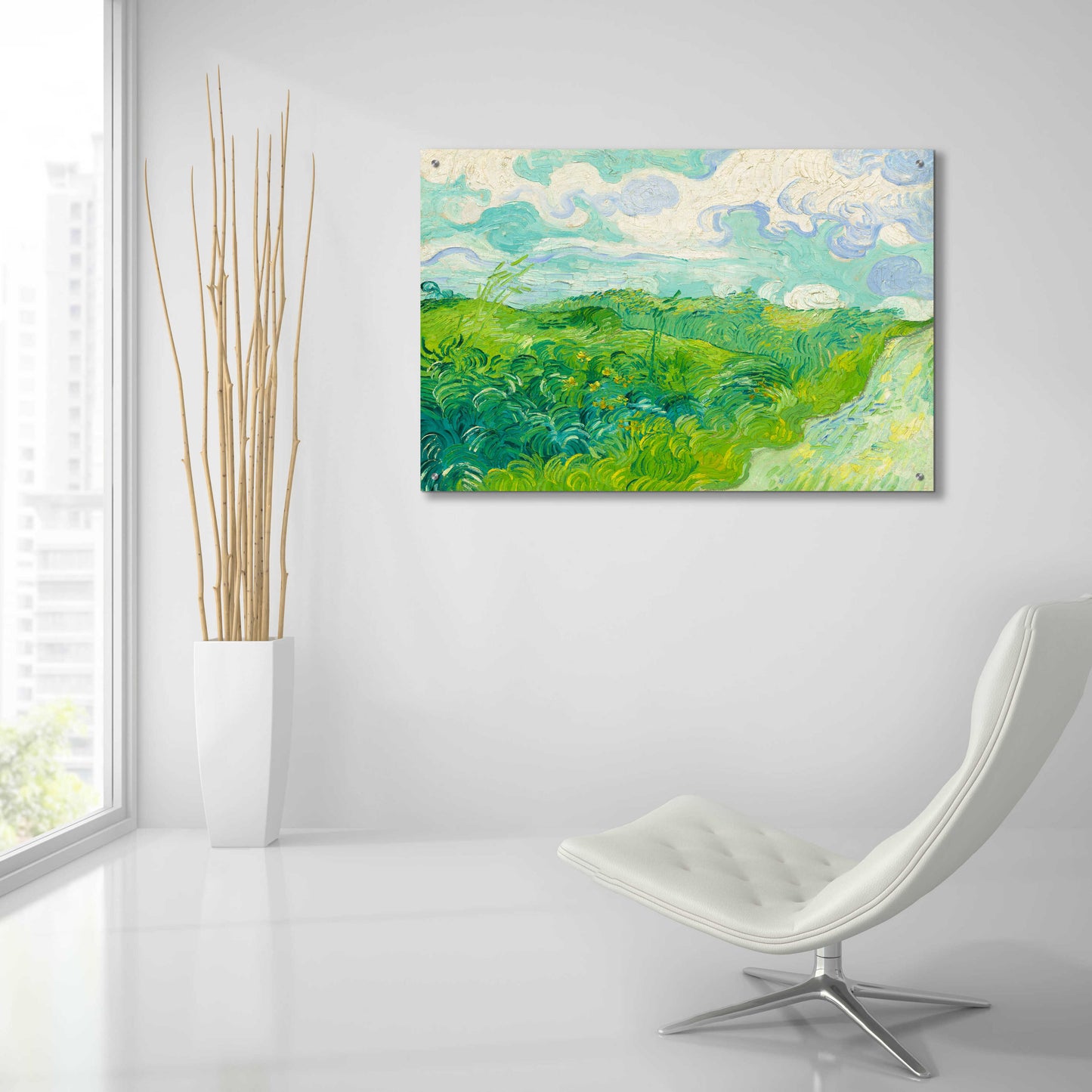 Epic Art 'Green Wheat Fields, Auvers' by Vincent Van Gogh, Acrylic Glass Wall Art,36x24