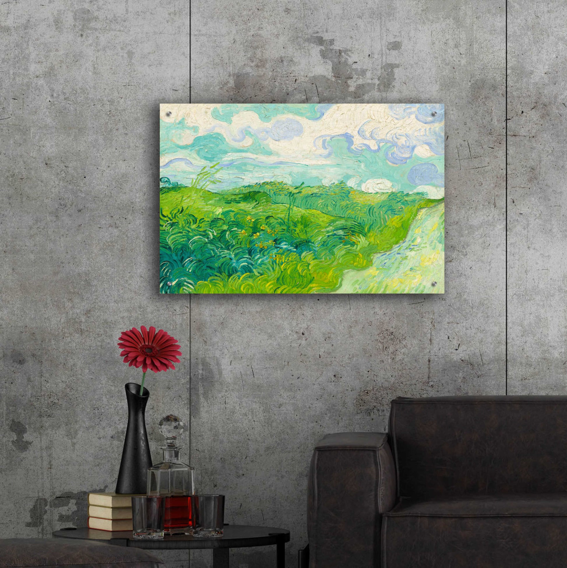 Epic Art 'Green Wheat Fields, Auvers' by Vincent Van Gogh, Acrylic Glass Wall Art,36x24