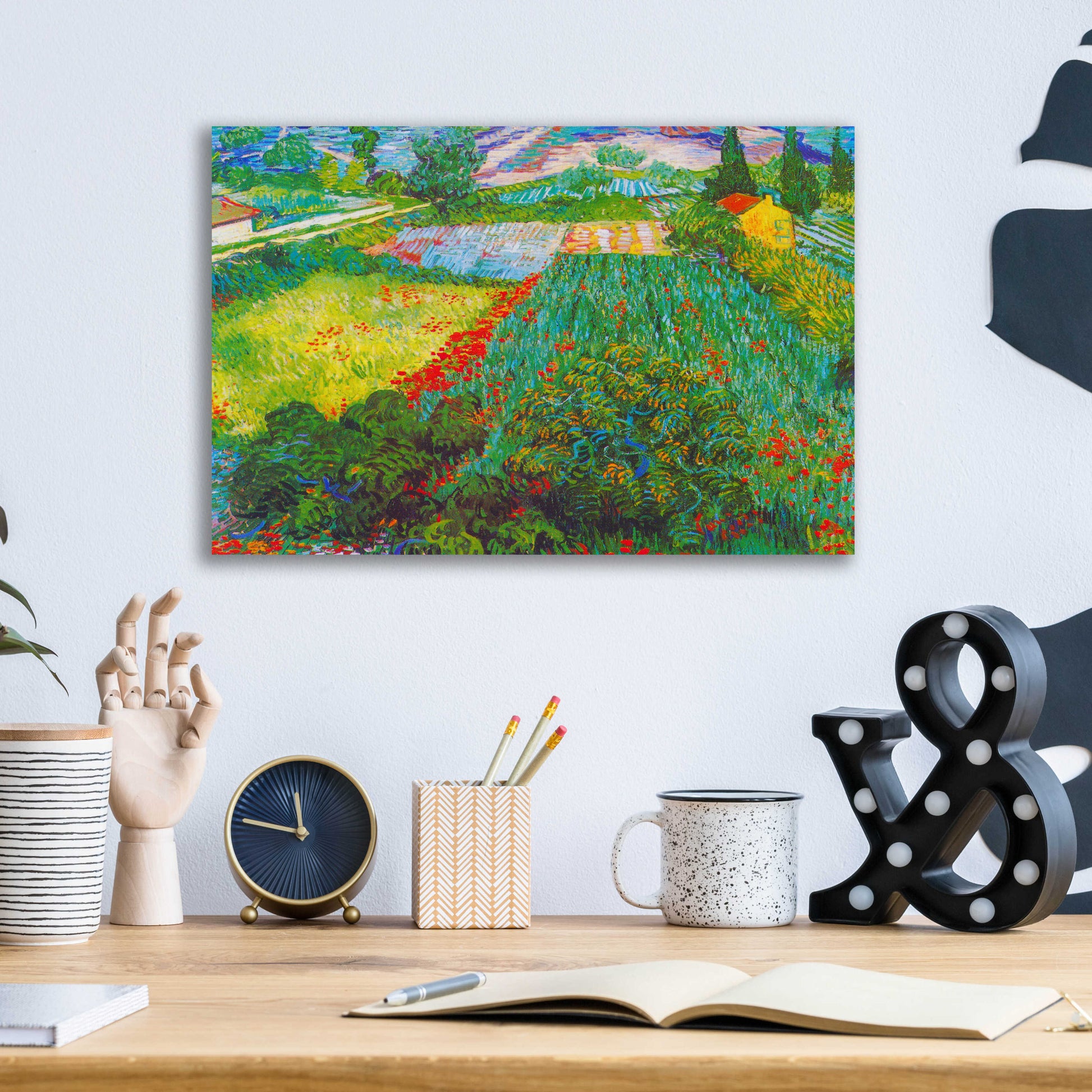 Epic Art 'Field With Poppies 2' by Vincent Van Gogh, Acrylic Glass Wall Art,16x12