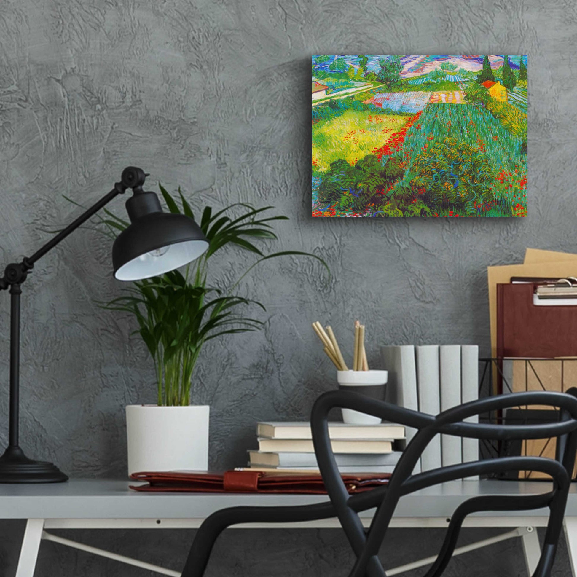 Epic Art 'Field With Poppies 2' by Vincent Van Gogh, Acrylic Glass Wall Art,16x12