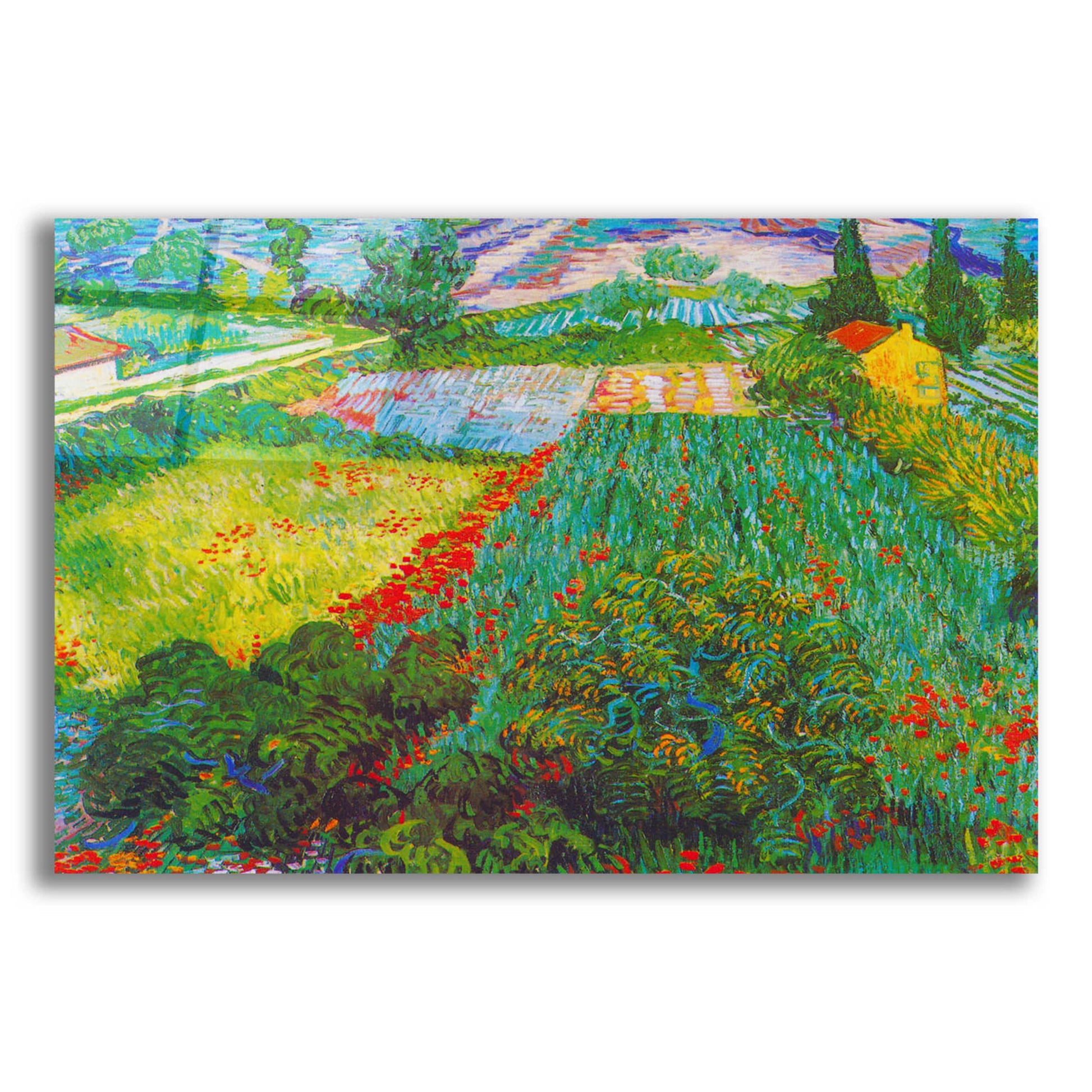 Epic Art 'Field With Poppies 2' by Vincent Van Gogh, Acrylic Glass Wall Art,16x12