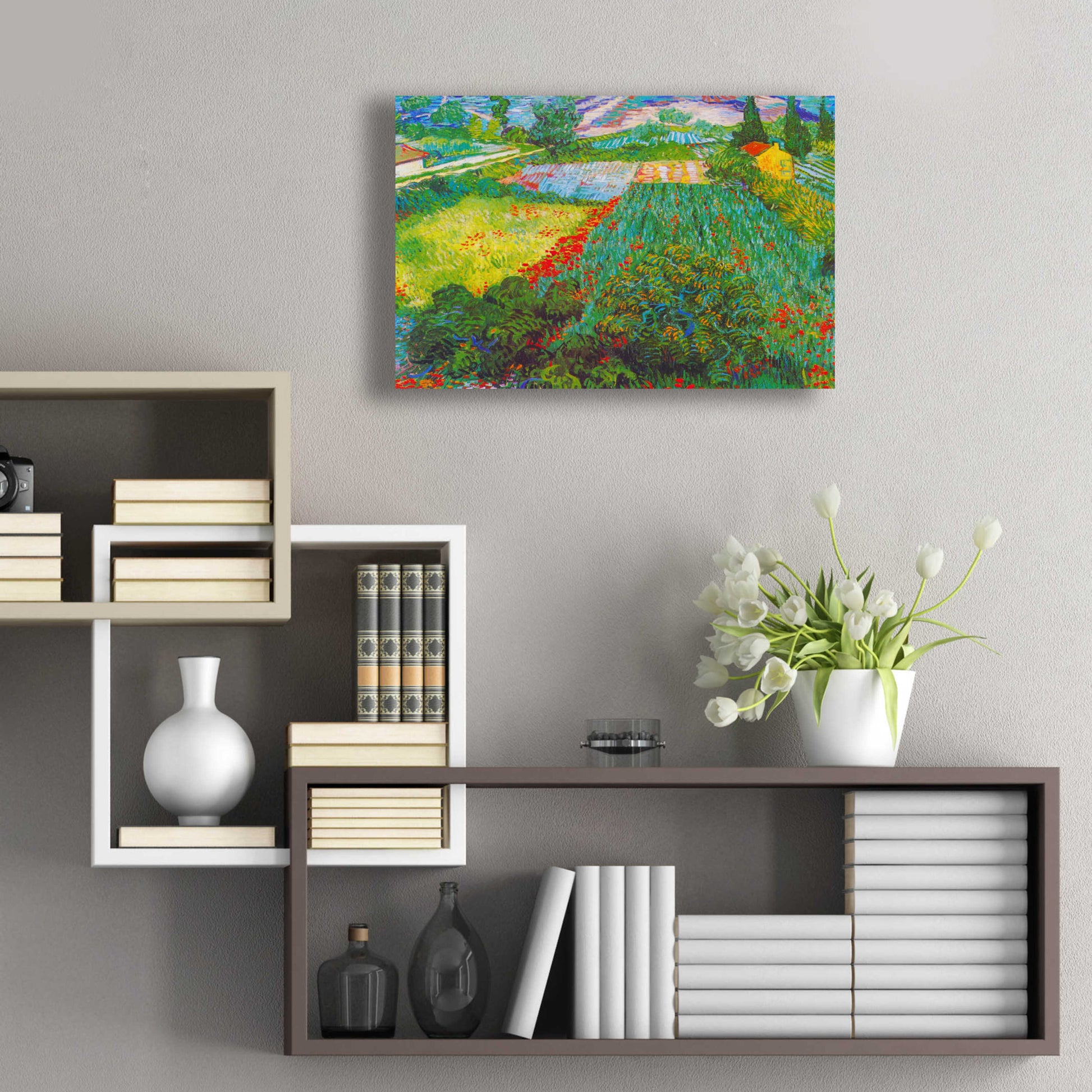 Epic Art 'Field With Poppies 2' by Vincent Van Gogh, Acrylic Glass Wall Art,24x16