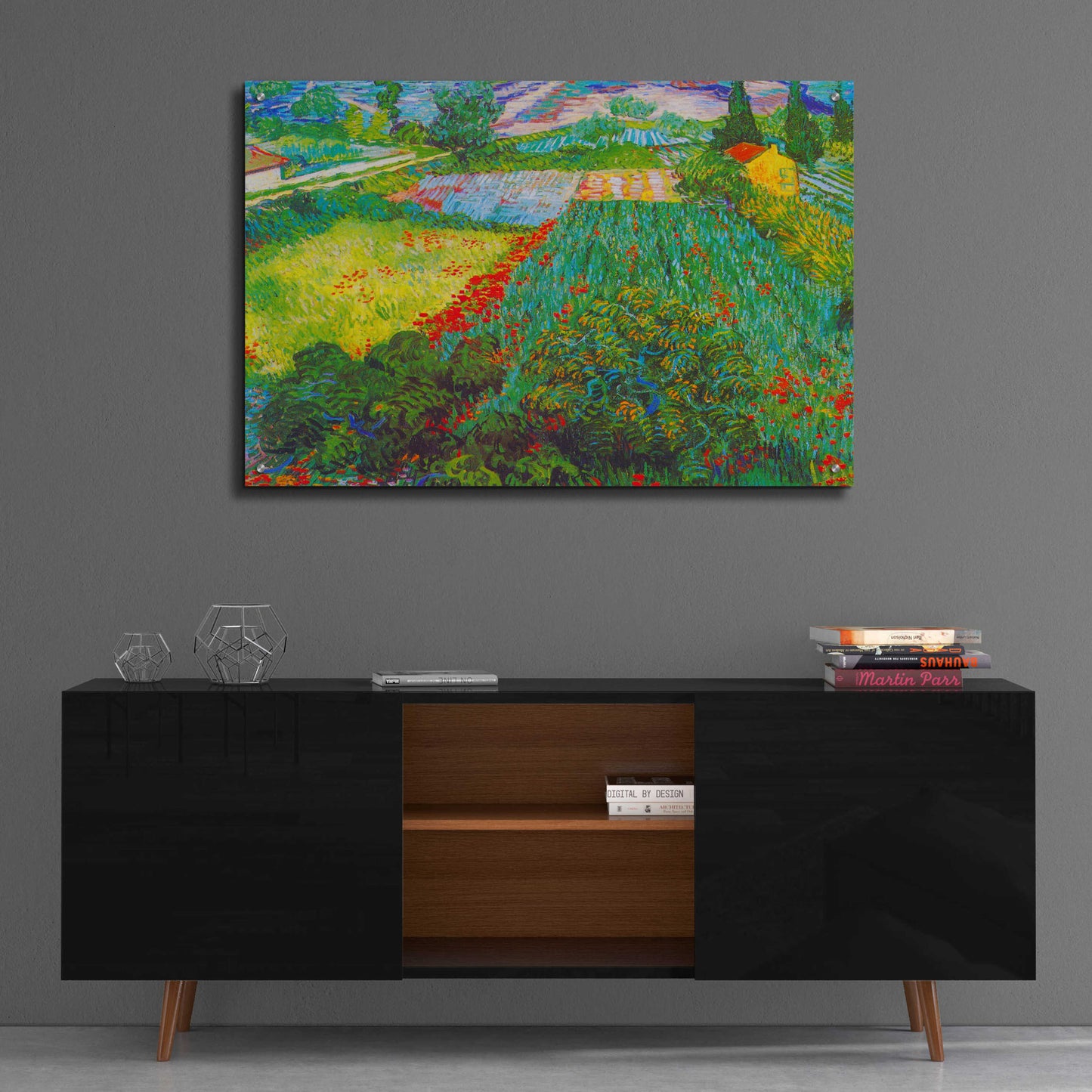 Epic Art 'Field With Poppies 2' by Vincent Van Gogh, Acrylic Glass Wall Art,36x24