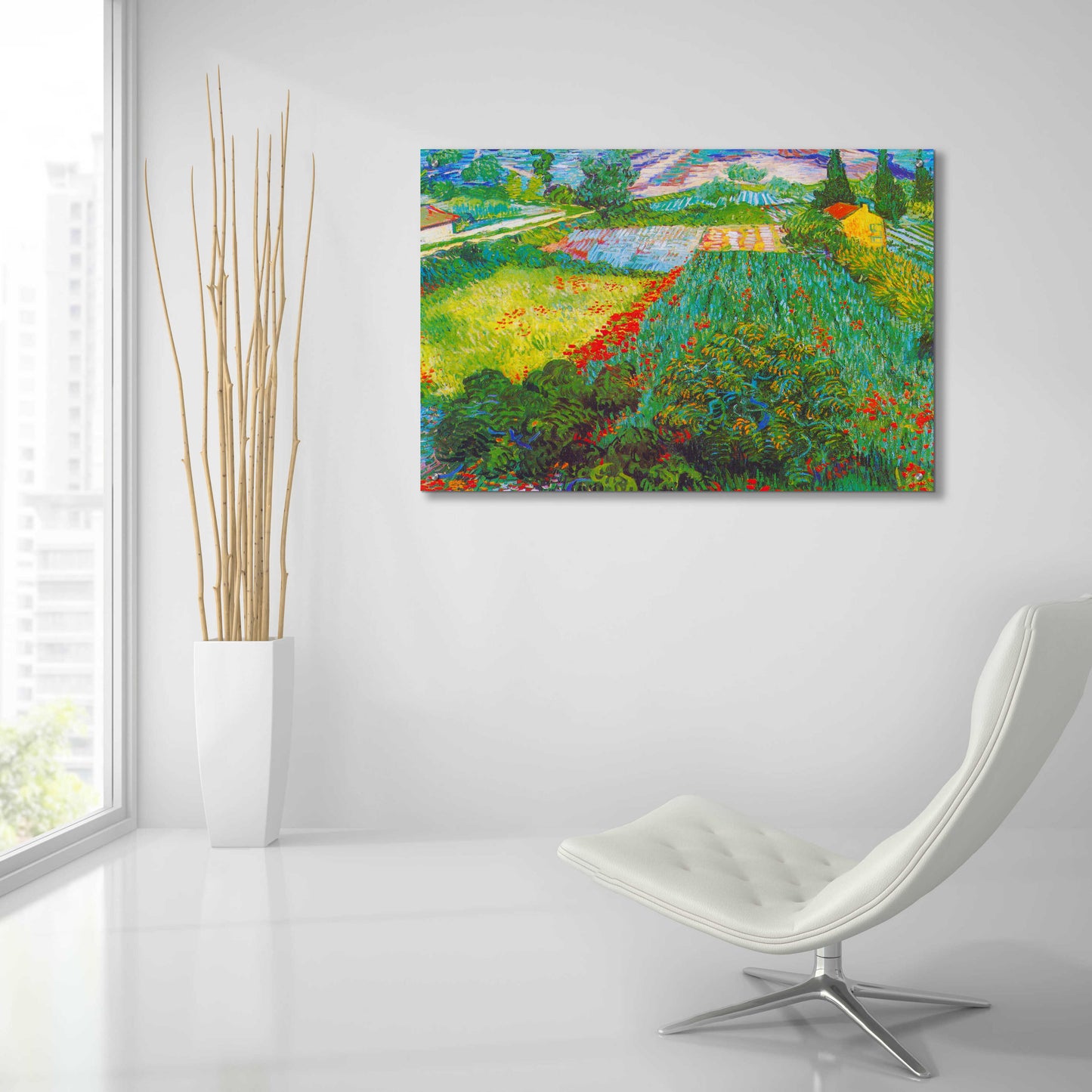 Epic Art 'Field With Poppies 2' by Vincent Van Gogh, Acrylic Glass Wall Art,36x24