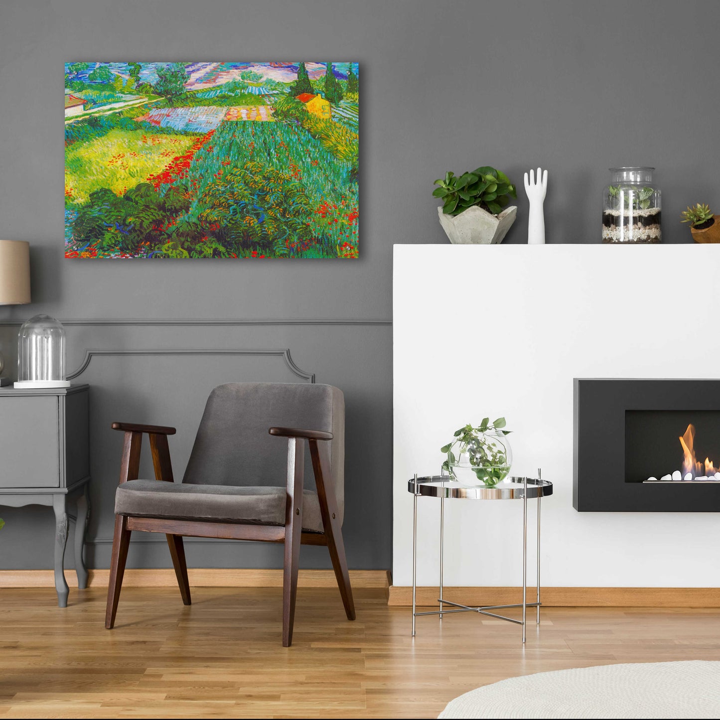 Epic Art 'Field With Poppies 2' by Vincent Van Gogh, Acrylic Glass Wall Art,36x24