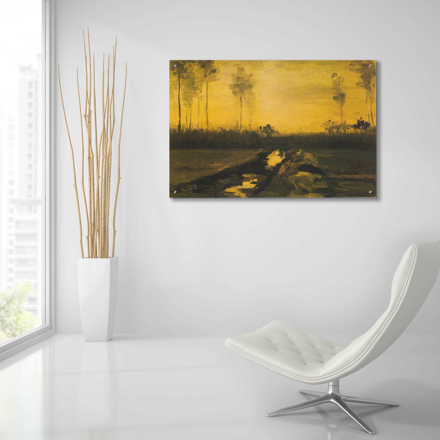 Epic Art 'Evening Landscape Landscape At Dusk' by Vincent Van Gogh, Acrylic Glass Wall Art,36x24