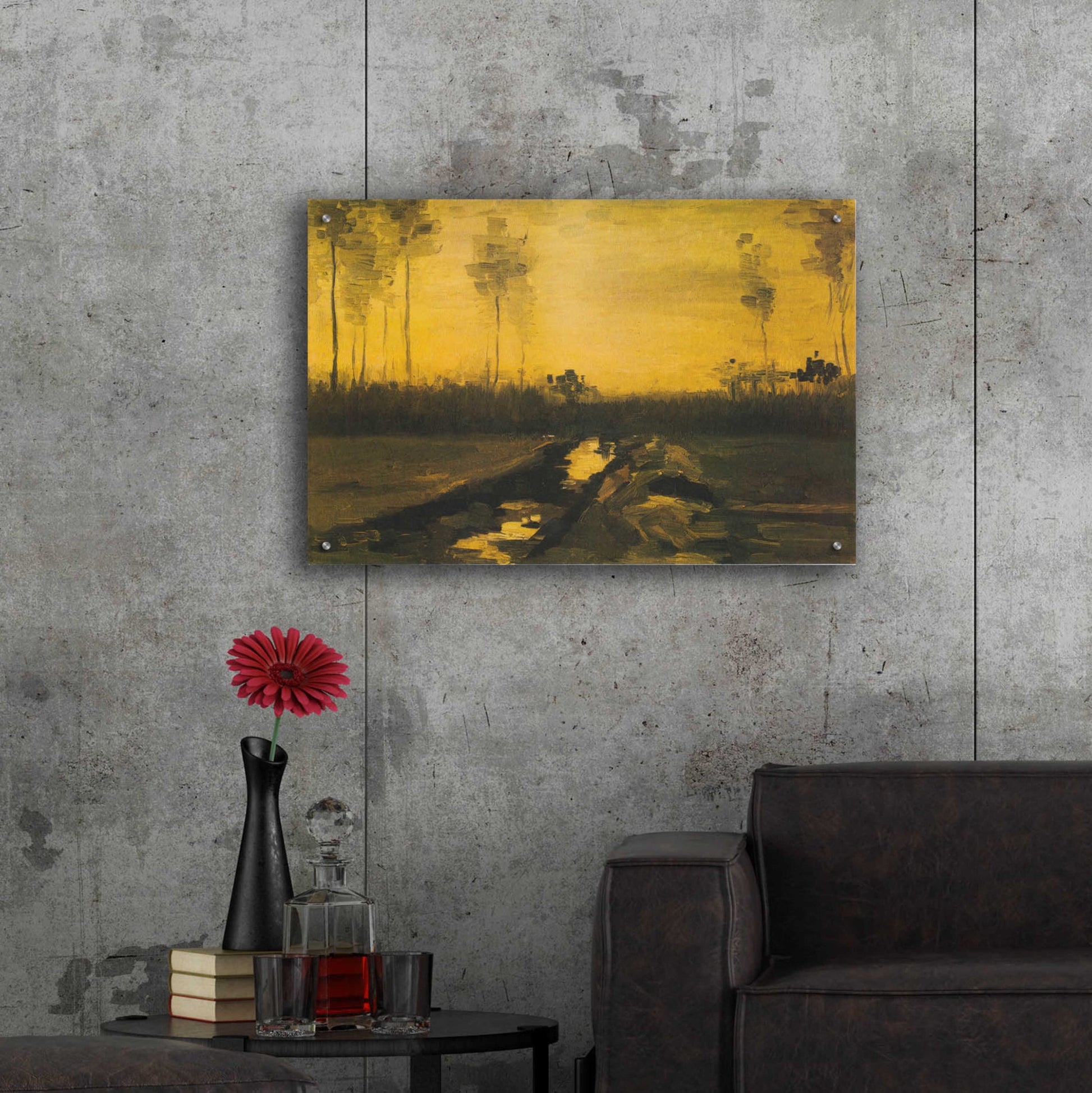 Epic Art 'Evening Landscape Landscape At Dusk' by Vincent Van Gogh, Acrylic Glass Wall Art,36x24