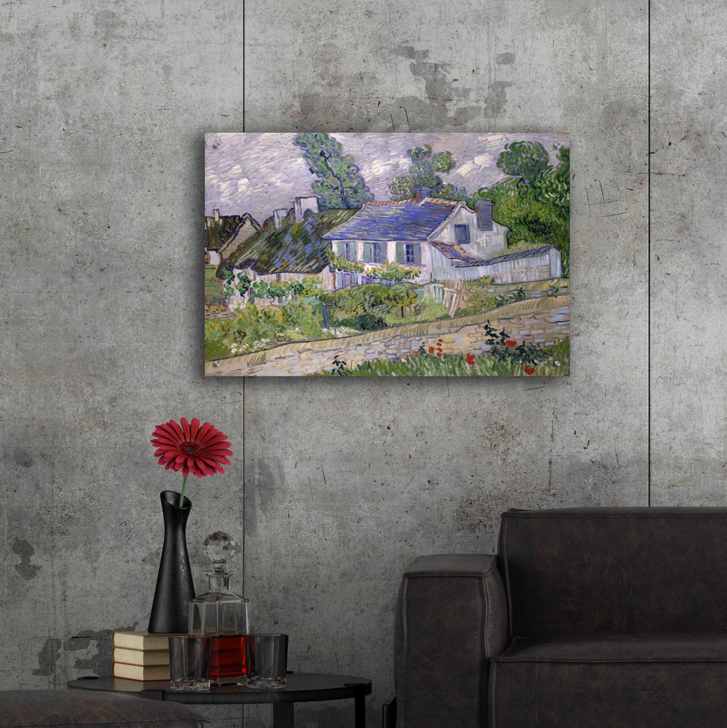 Epic Art 'Houses At Auvers 2' by Vincent Van Gogh, Acrylic Glass Wall Art,36x24