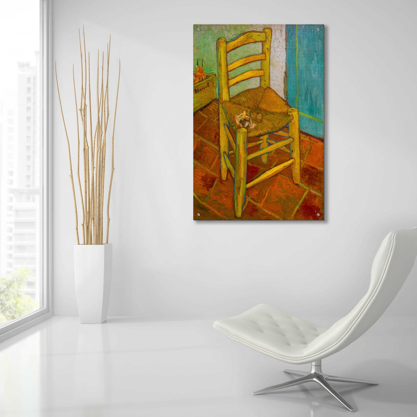 Epic Art 'Van Gogh'S Chair' by Vincent Van Gogh, Acrylic Glass Wall Art,24x36