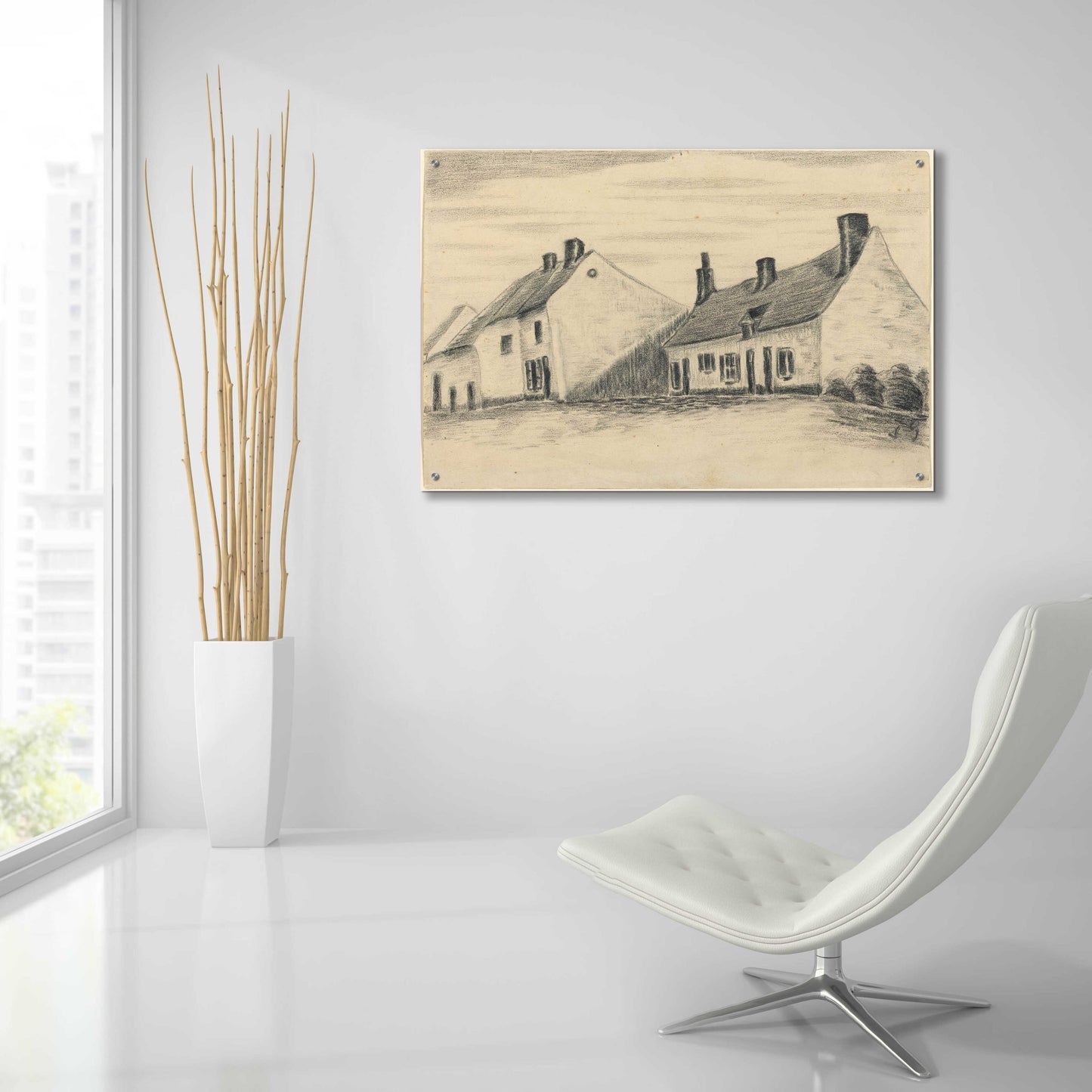 Epic Art 'The Zandmennik House' by Vincent Van Gogh, Acrylic Glass Wall Art,36x24