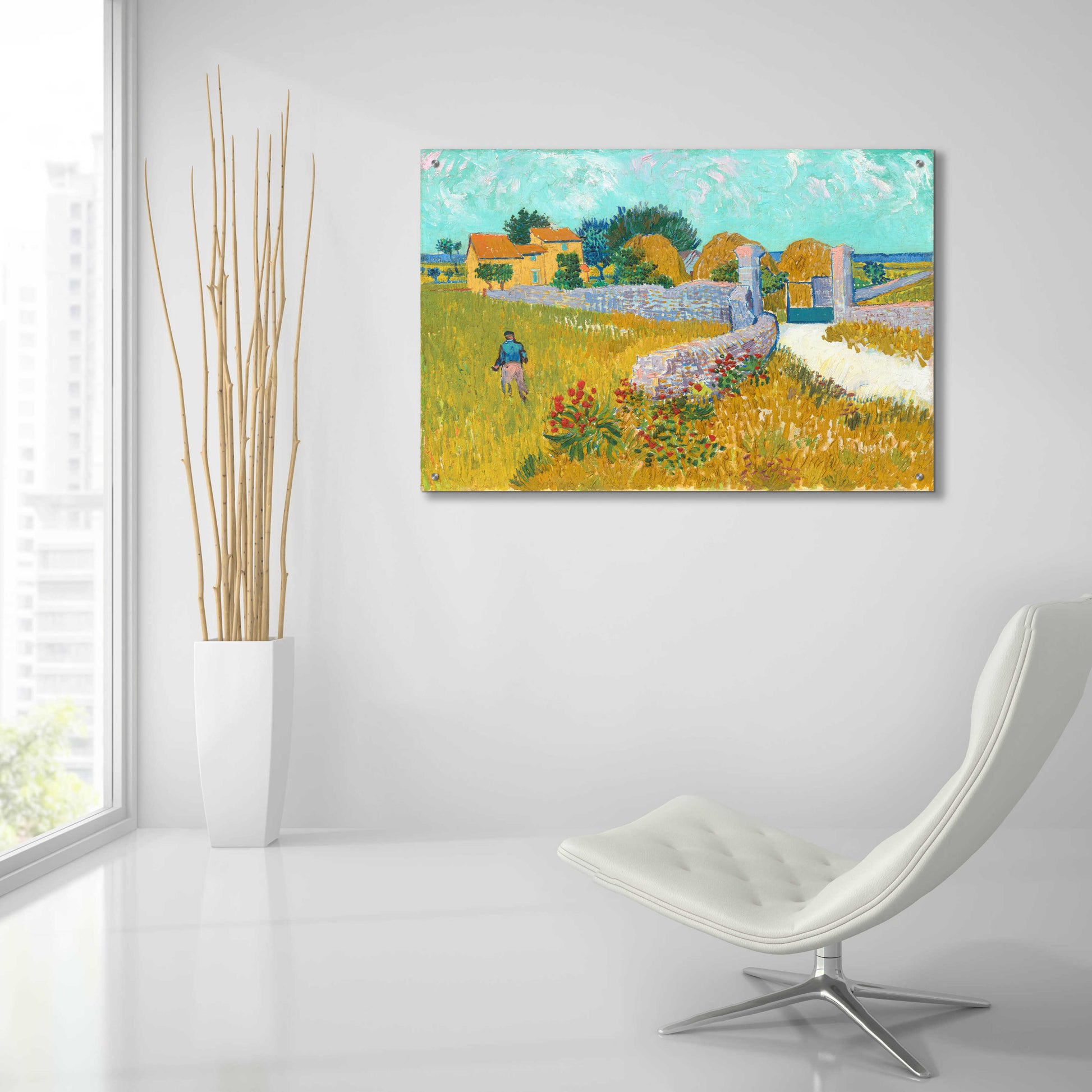 Epic Art 'Farmhouse In Provence' by Vincent Van Gogh, Acrylic Glass Wall Art,36x24