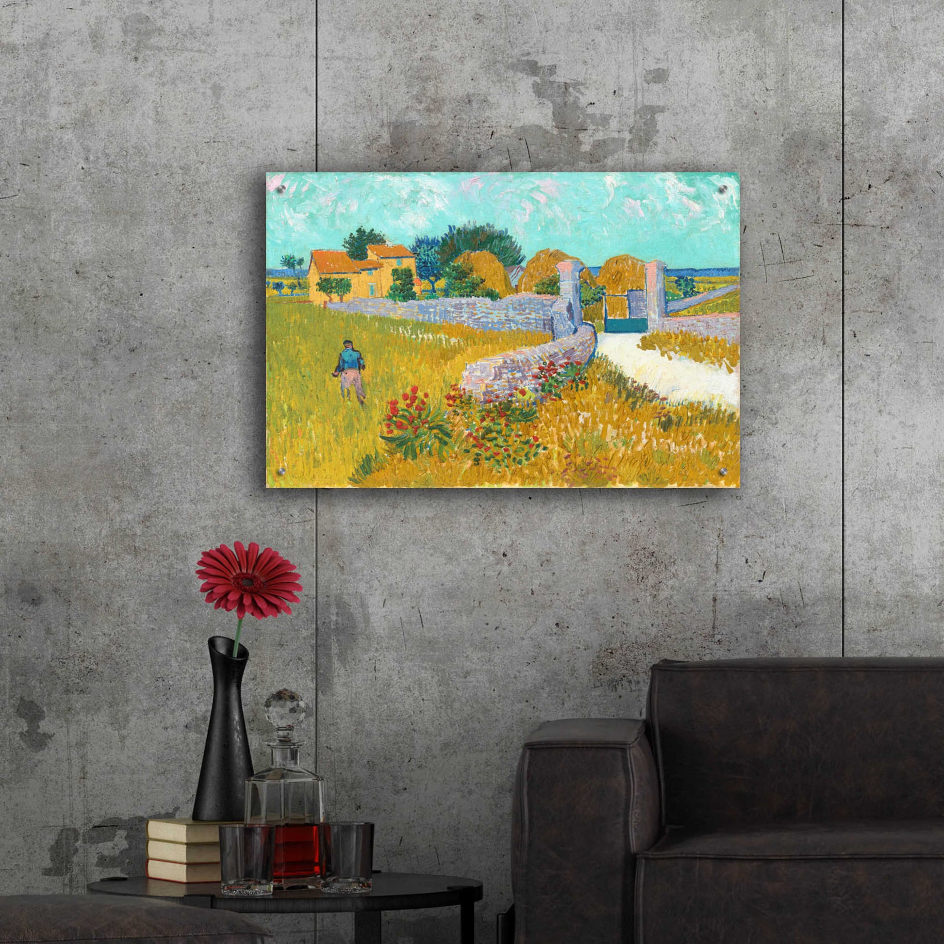 Epic Art 'Farmhouse In Provence' by Vincent Van Gogh, Acrylic Glass Wall Art,36x24