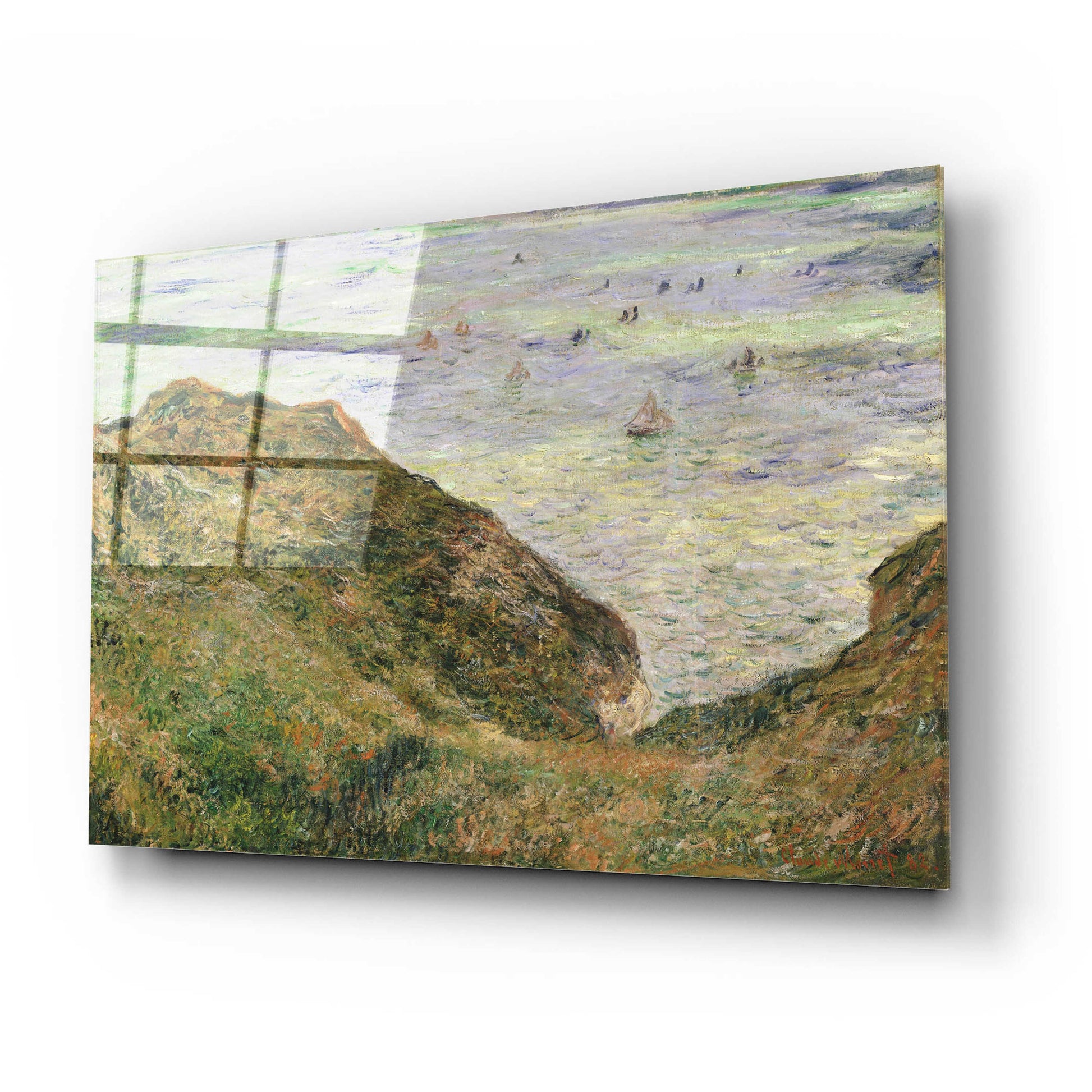 Epic Art 'View Over The Sea' by Claude Monet, Acrylic Glass Wall Art,24x16