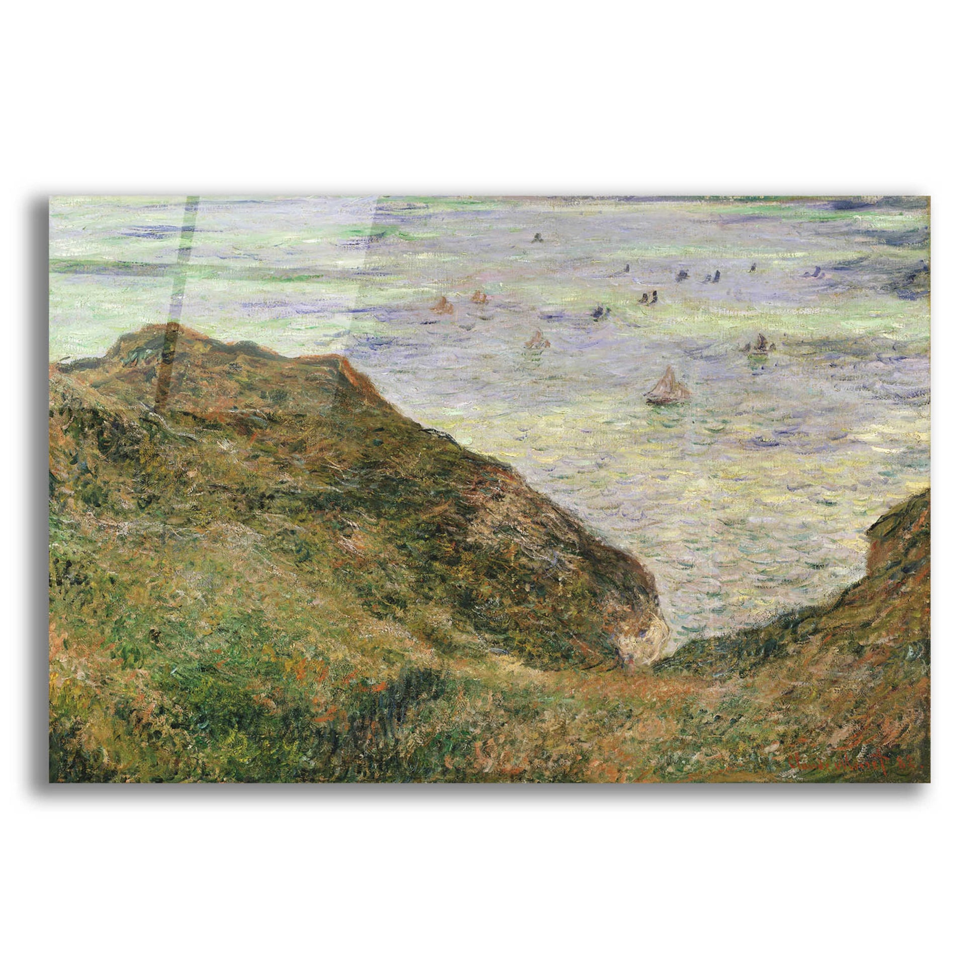Epic Art 'View Over The Sea' by Claude Monet, Acrylic Glass Wall Art,24x16