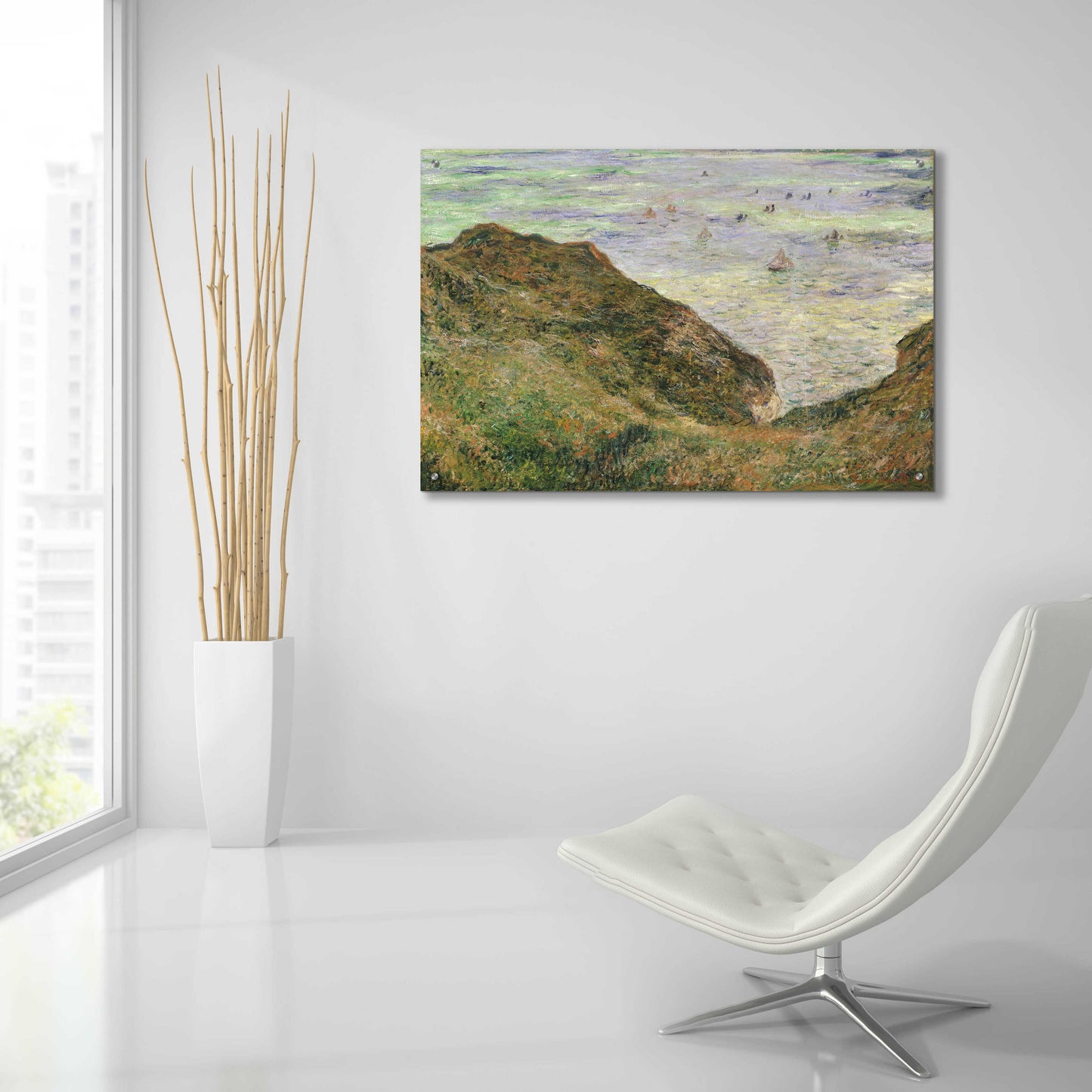 Epic Art 'View Over The Sea' by Claude Monet, Acrylic Glass Wall Art,36x24