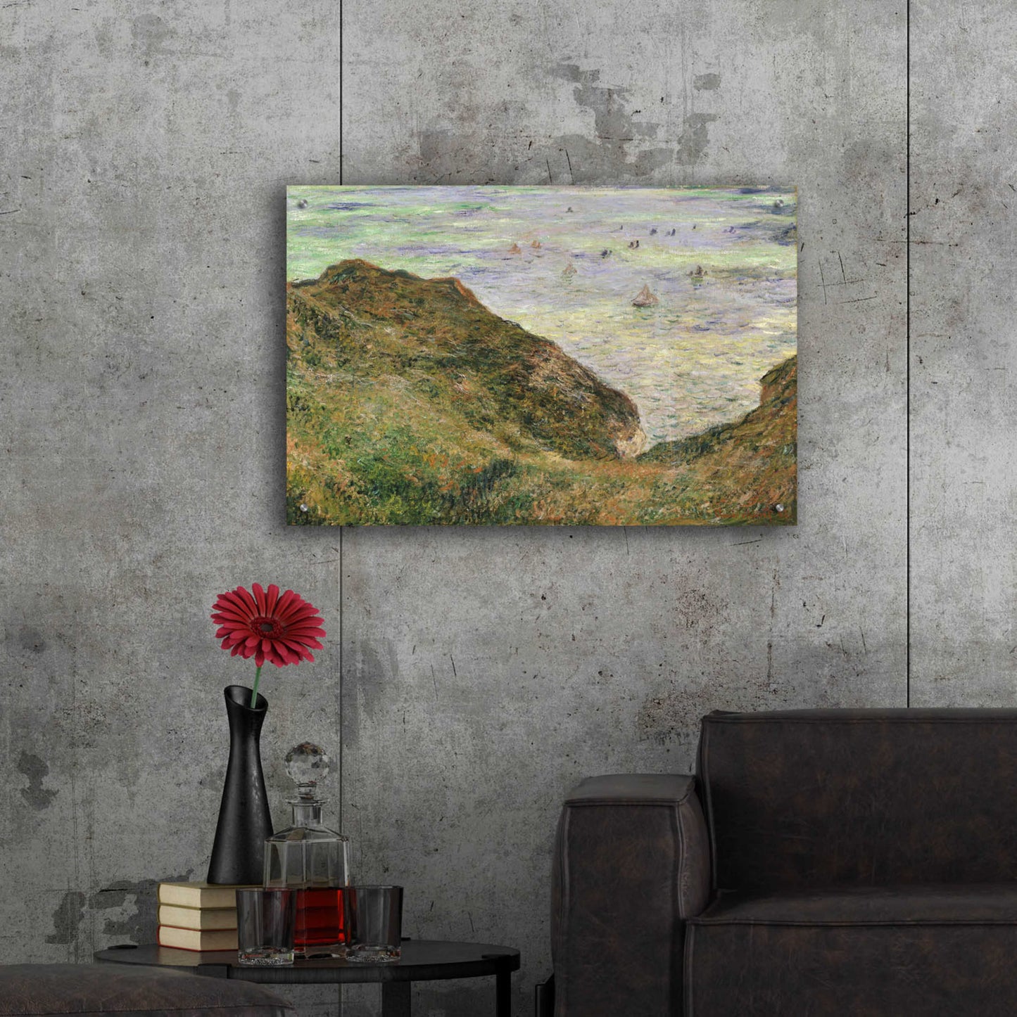 Epic Art 'View Over The Sea' by Claude Monet, Acrylic Glass Wall Art,36x24
