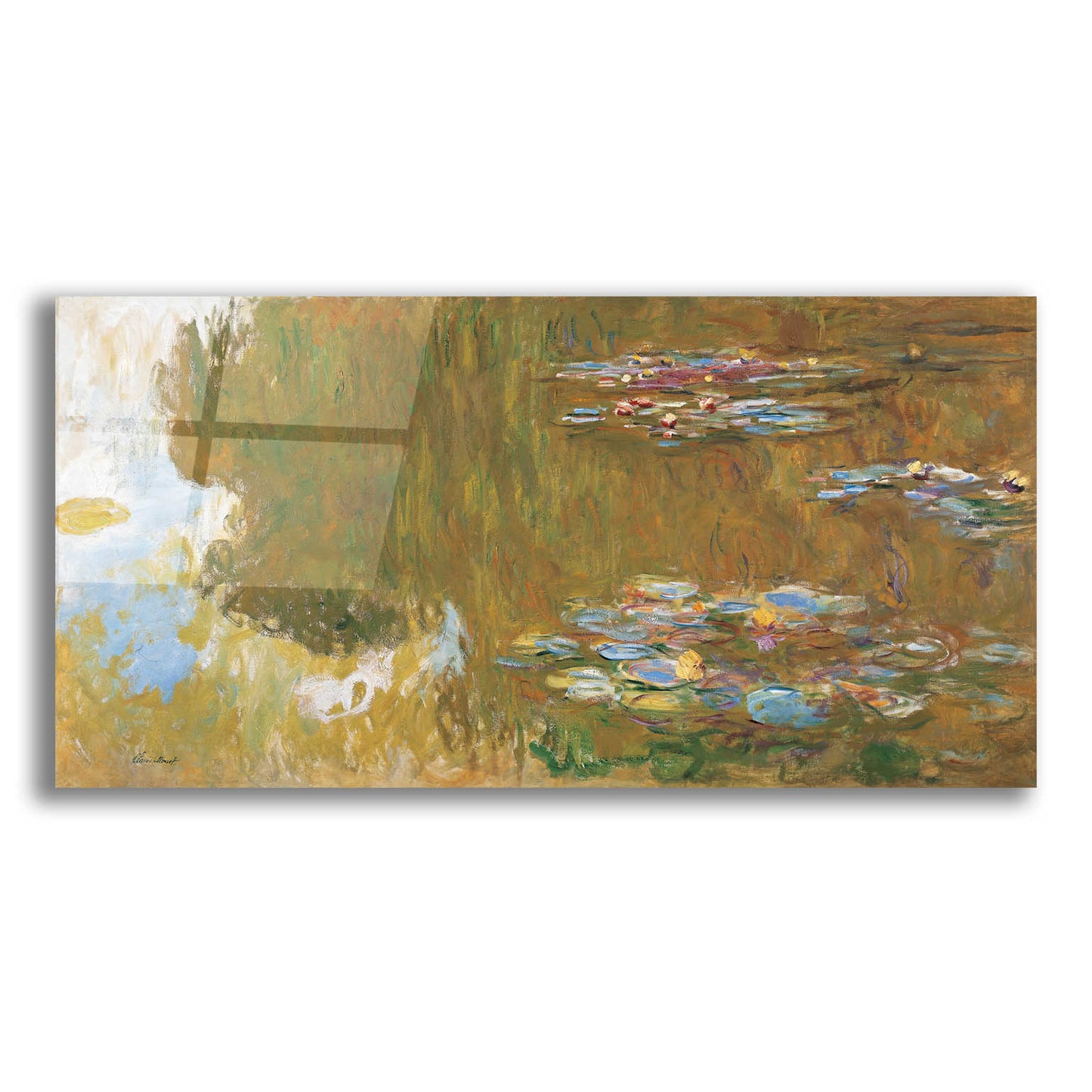 Epic Art 'The Water Lily Pond' by Claude Monet, Acrylic Glass Wall Art,24x12
