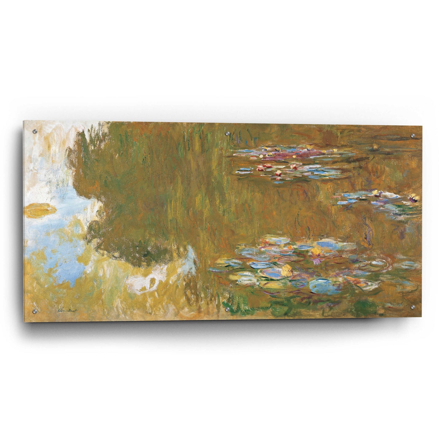 Epic Art 'The Water Lily Pond' by Claude Monet, Acrylic Glass Wall Art,48x24