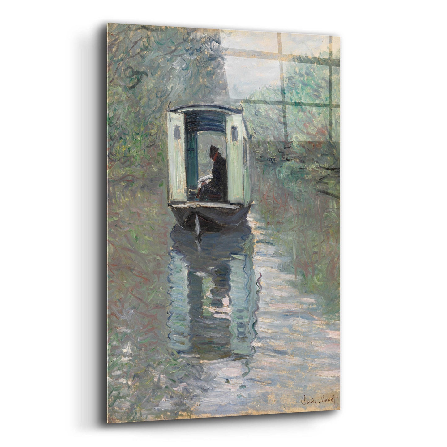 Epic Art 'The Studio Boat' by Claude Monet, Acrylic Glass Wall Art,16x24