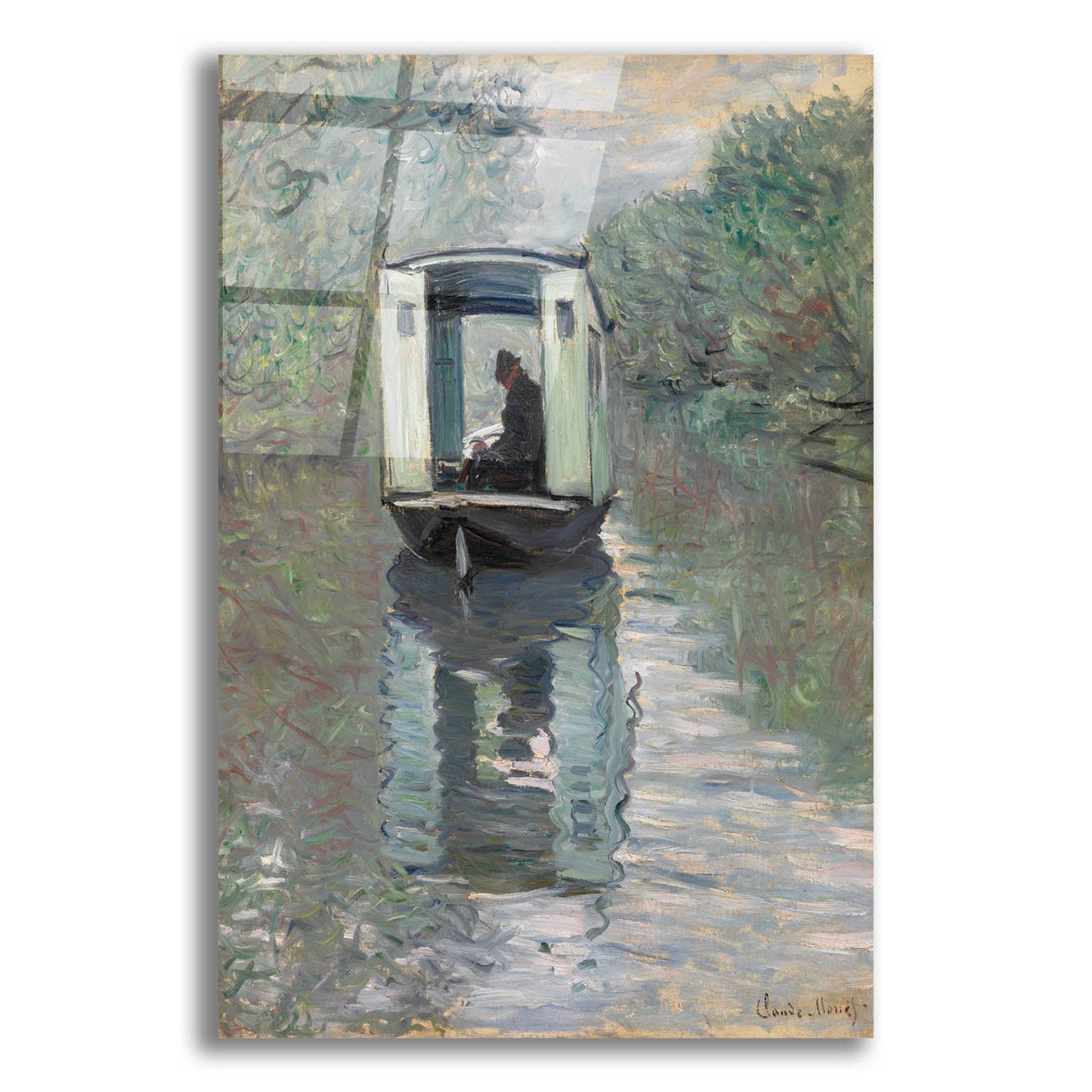 Epic Art 'The Studio Boat' by Claude Monet, Acrylic Glass Wall Art,16x24