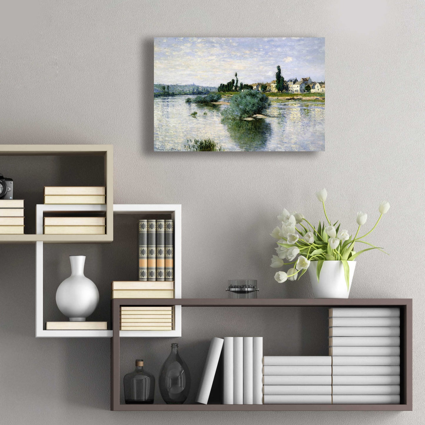 Epic Art 'The Seine At Lavacourt' by Claude Monet, Acrylic Glass Wall Art,24x16
