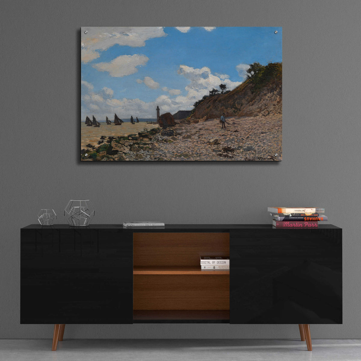 Epic Art 'The Beach At Honfleur' by Claude Monet, Acrylic Glass Wall Art,36x24
